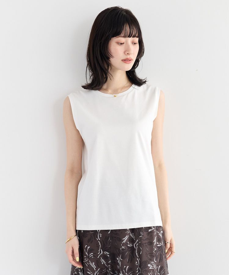 YECCA VECCA「コットンスムースノースリーブトップス」|Tシャツ・カットソー|