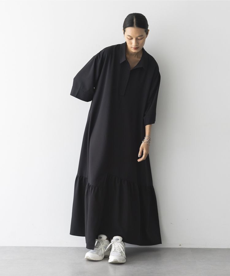 GARAGE OF GOOD CLOTHING「無地アシンメトリー７分袖ワンピース」|ワンピース|