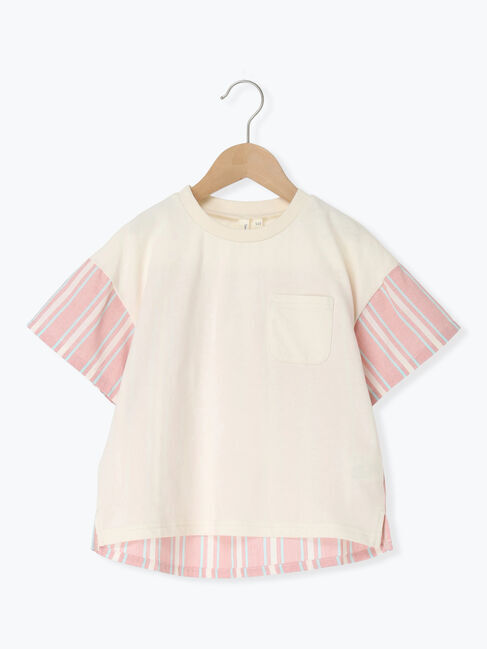 Samansa Mos2 Lagom「☆ストライプ切替Tシャツ」|Tシャツ・カットソー|レッド