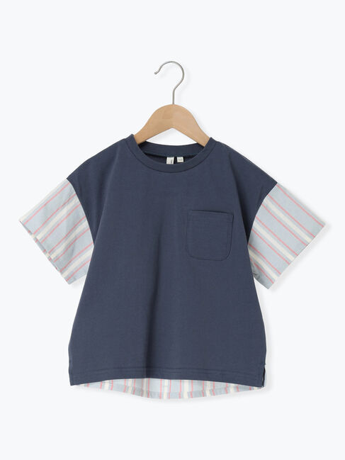 Samansa Mos2 Lagom「☆ストライプ切替Tシャツ」|Tシャツ・カットソー|