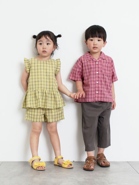 Samansa Mos2 Lagom「☆チェック肩フリルブラウス(セットアップ可)」|シャツ・ブラウス|