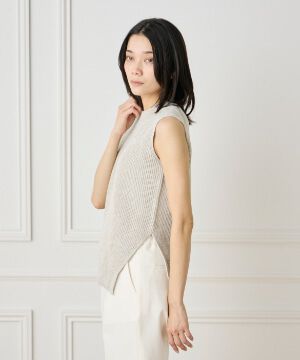 INED「《大きいサイズ》アシンメトリープルオーバーニット」|ニット・セーター|