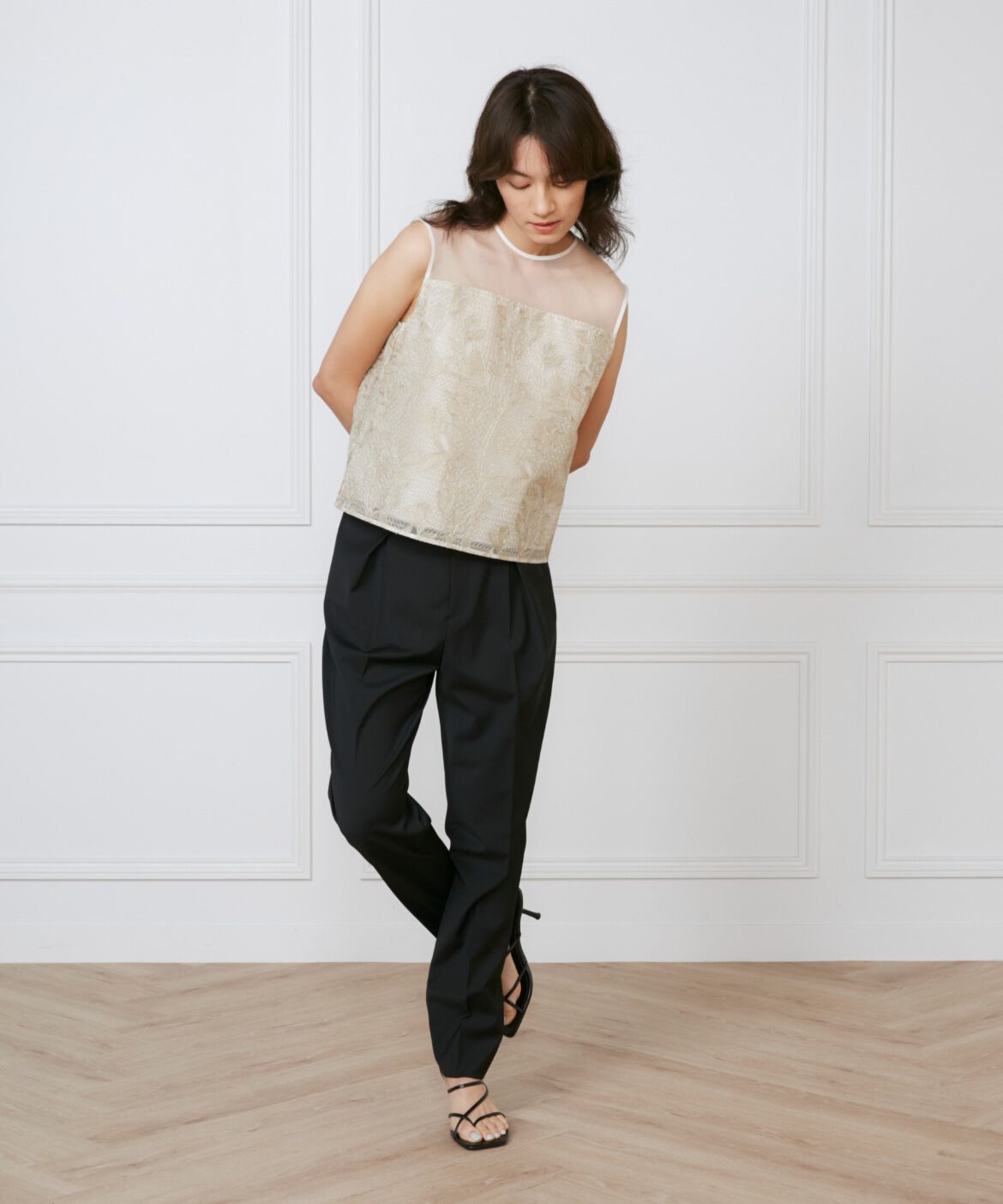 INED「《大きいサイズ》フロントタックパンツ《la veille by SUPERIOR CLOSET》」|その他|