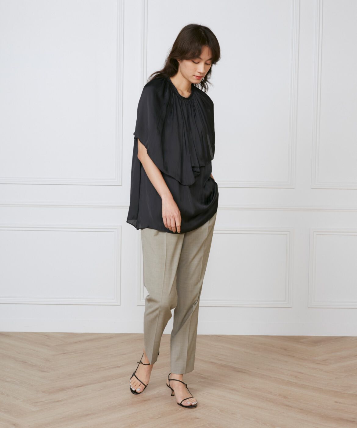 INED「《大きいサイズ》フロントタックパンツ《la veille by SUPERIOR CLOSET》」|その他|