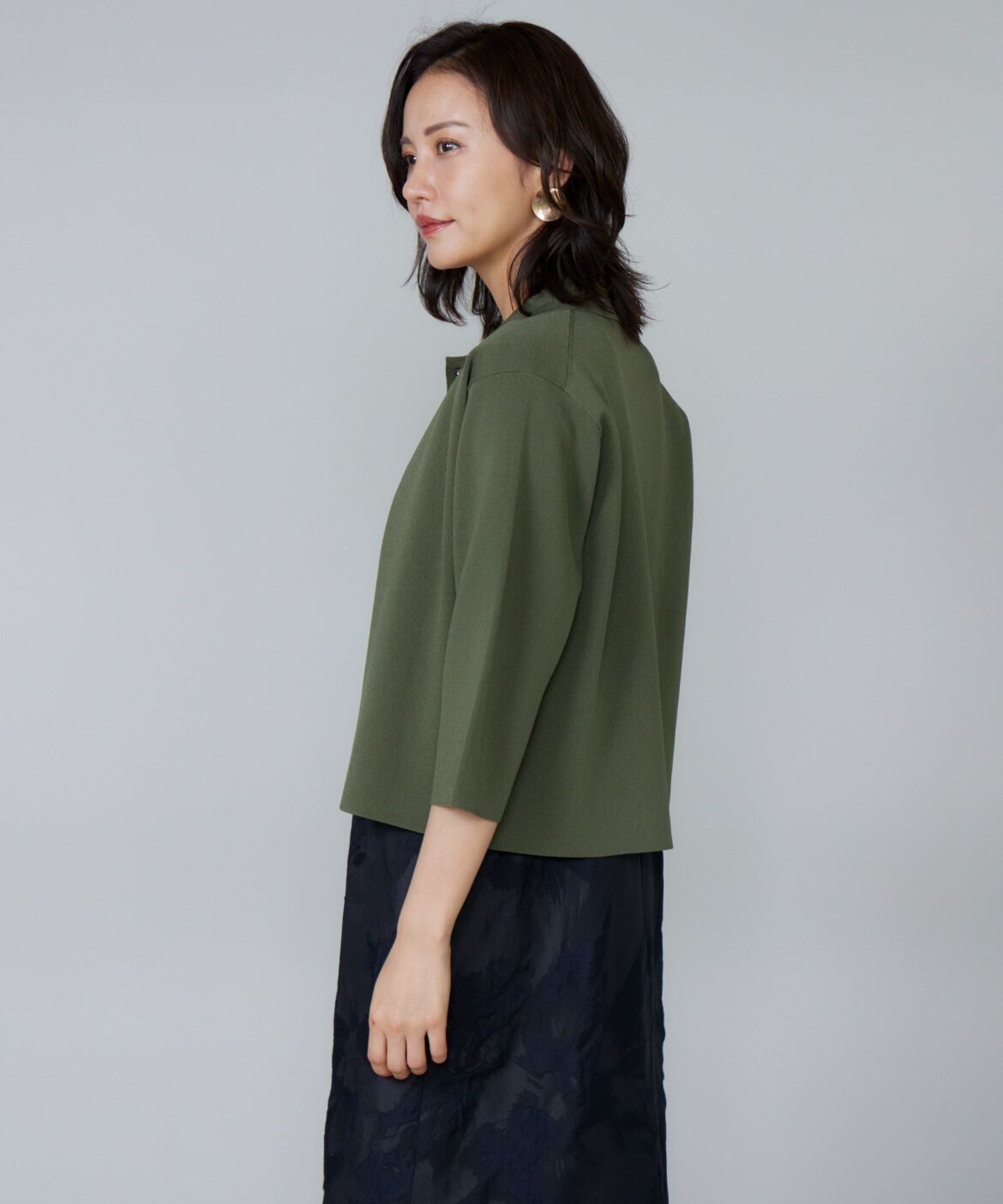 Le Souk「《大きいサイズ》ミラノリブ衿付きプルオーバー」|ニット・セーター|