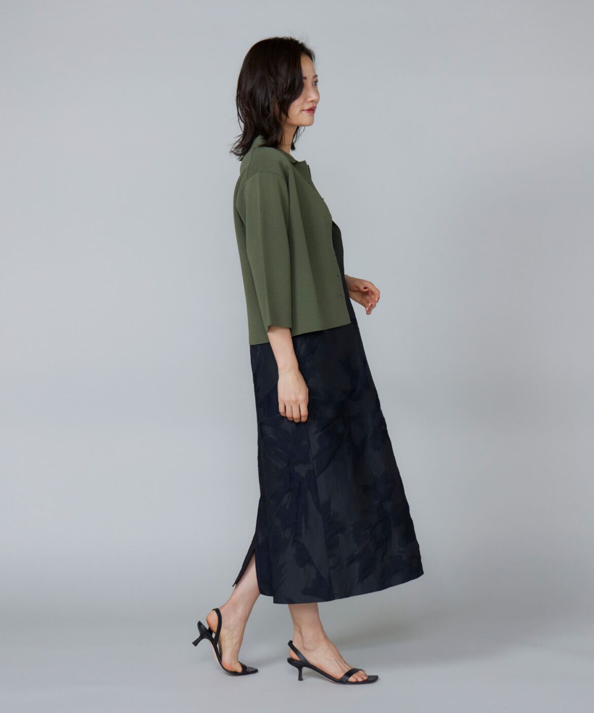 Le Souk「《大きいサイズ》ミラノリブ衿付きプルオーバー」|ニット・セーター|
