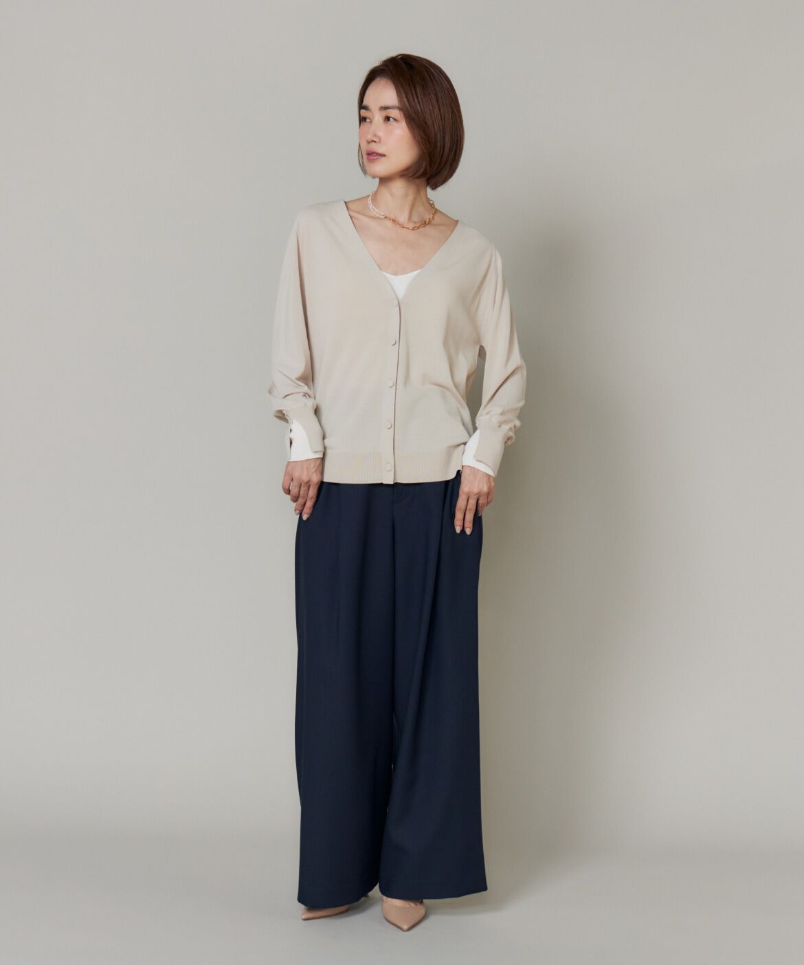 7-IDconcept.「《大きいｻｲｽﾞ》ﾊﾞｲｶﾗｰﾃﾞｻﾞｲﾝVﾈｯｸｶｰﾃﾞｨｶﾞﾝ|  」|カーディガン|