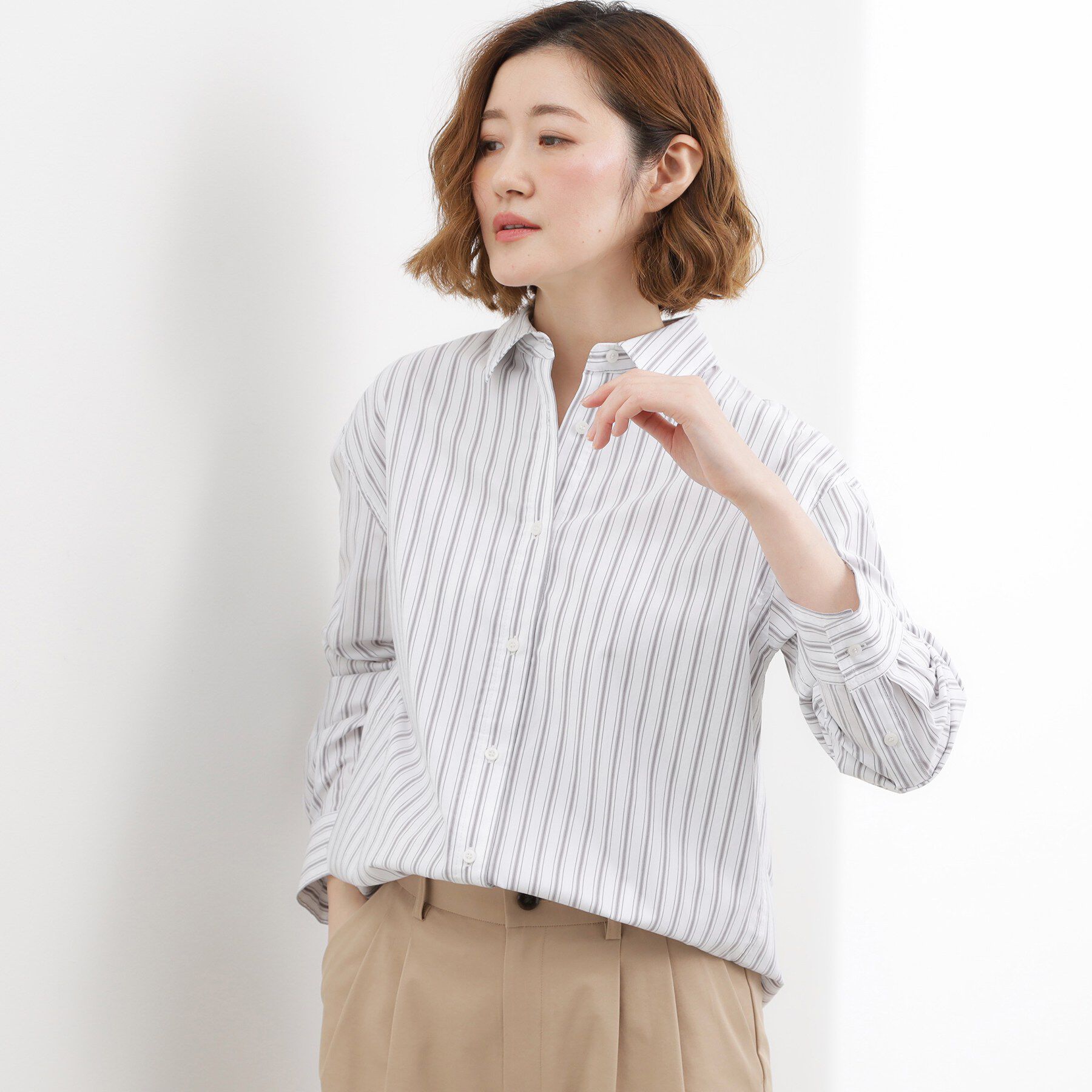 grove「羽織としても大活躍！驚きの伸びを備えたコットンナイロンストレッチシャツ」|シャツ・ブラウス|