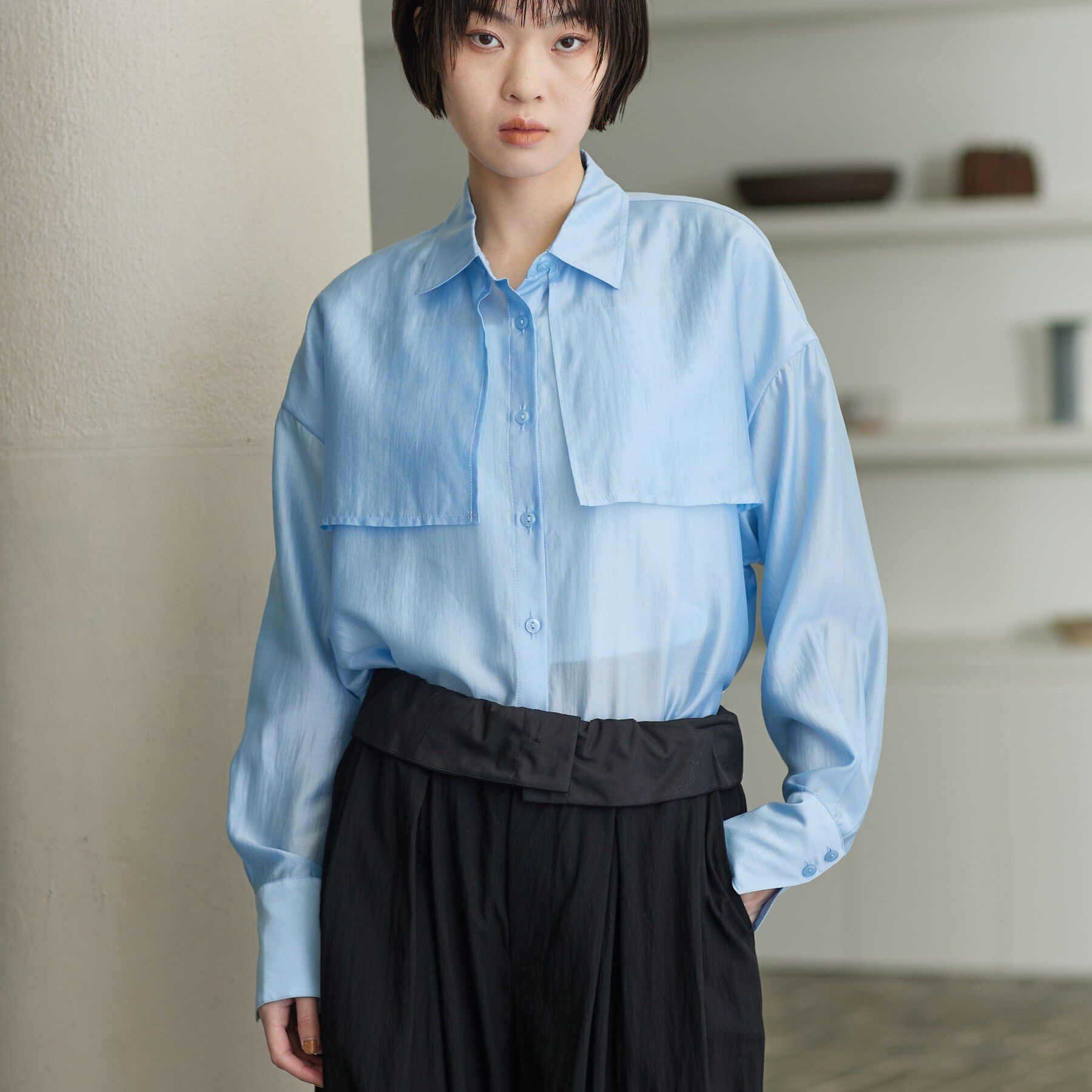 GALLEST「【接触冷感】ファインシアーブラウス」|シャツ・ブラウス|サックスブルー(09