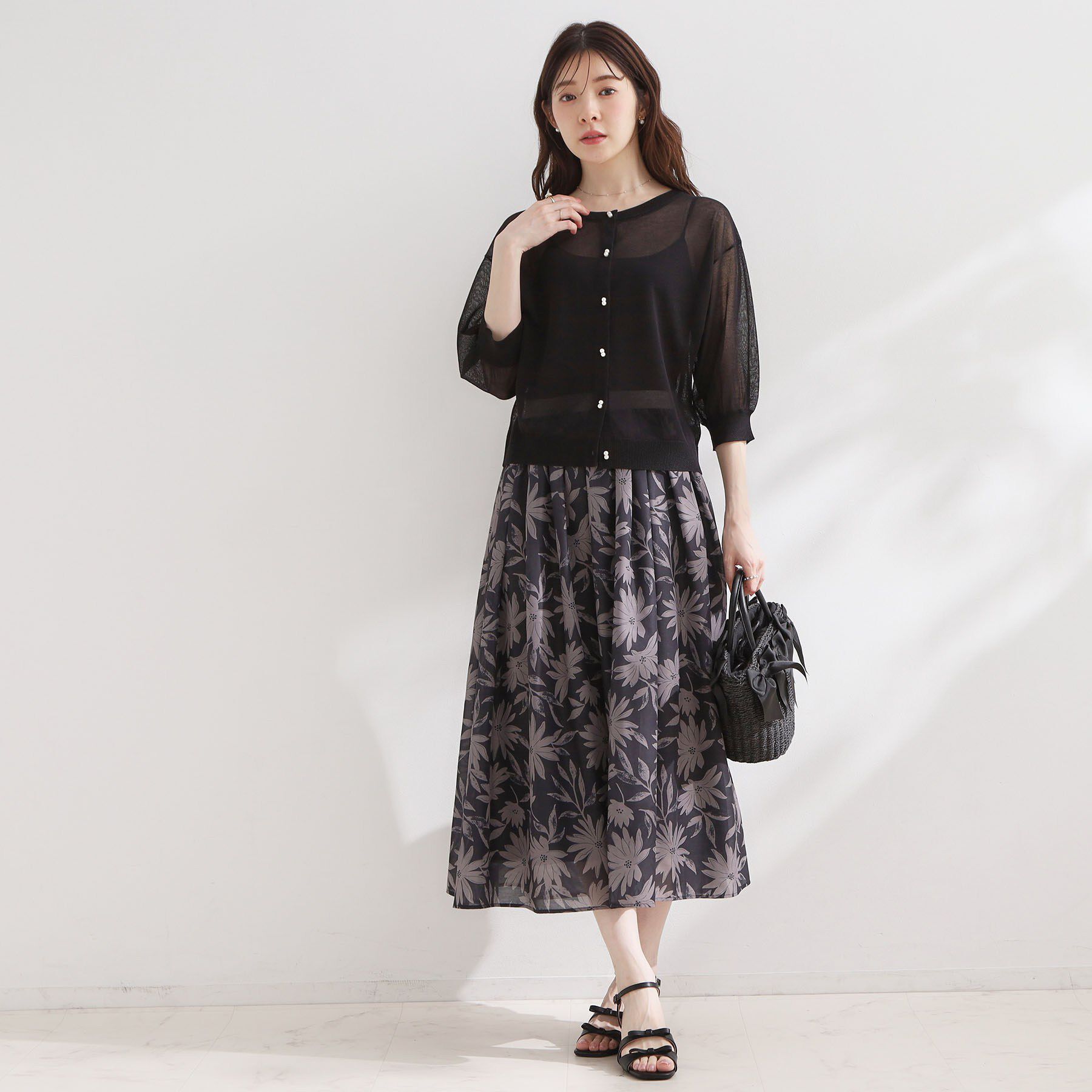 Couture broach「【前後2WAY・洗える】愛され5分袖シアーカーディガン」|カーディガン|