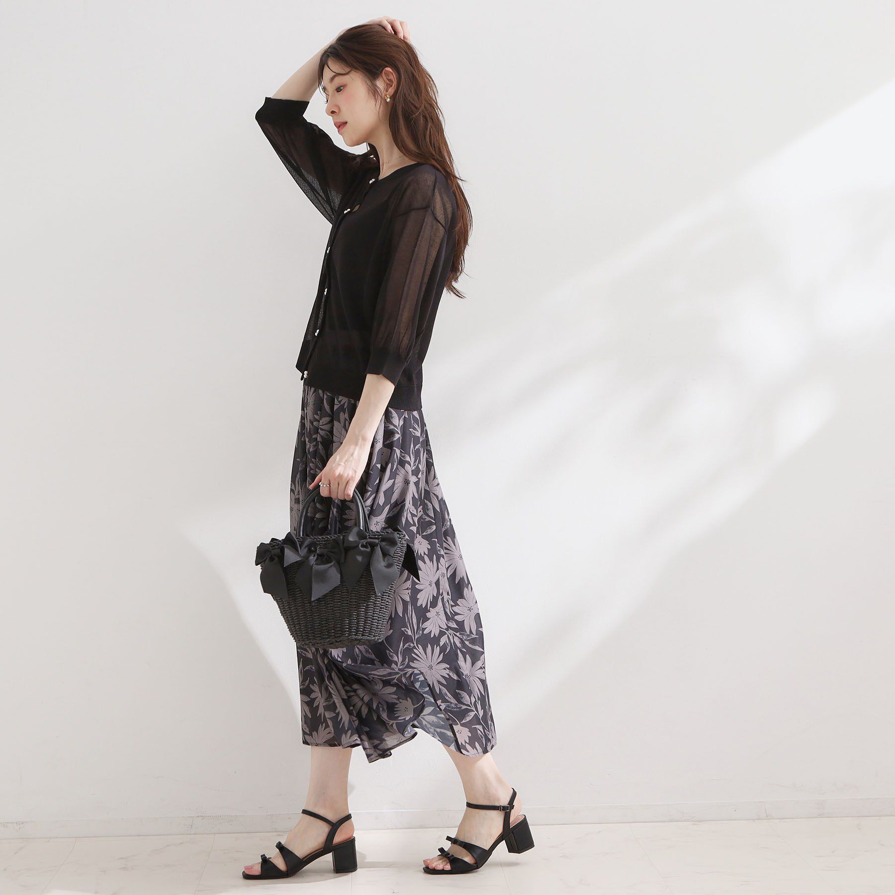 Couture broach「【前後2WAY・洗える】愛され5分袖シアーカーディガン」|カーディガン|