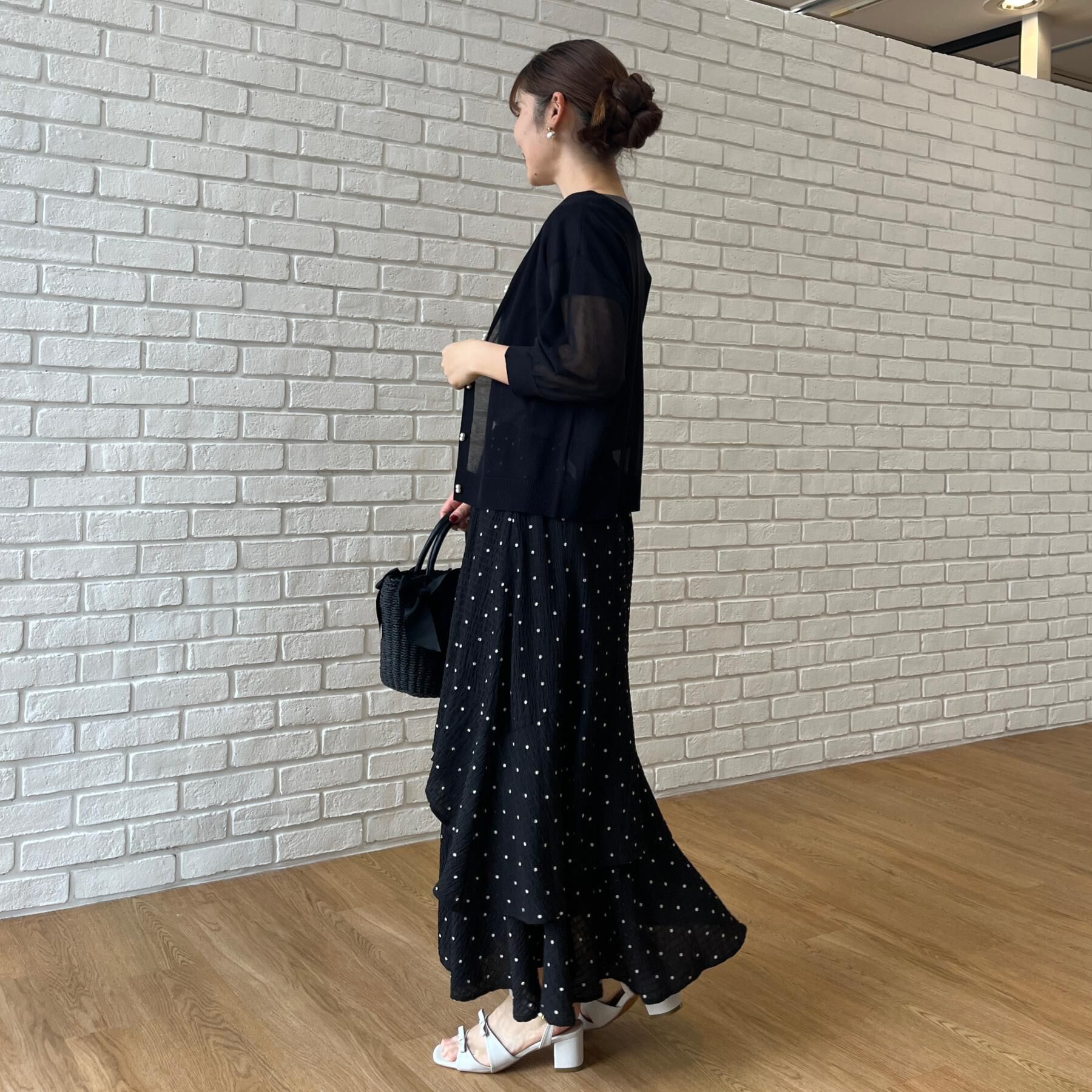 Couture broach「【前後2WAY・洗える】愛され5分袖シアーカーディガン」|カーディガン|