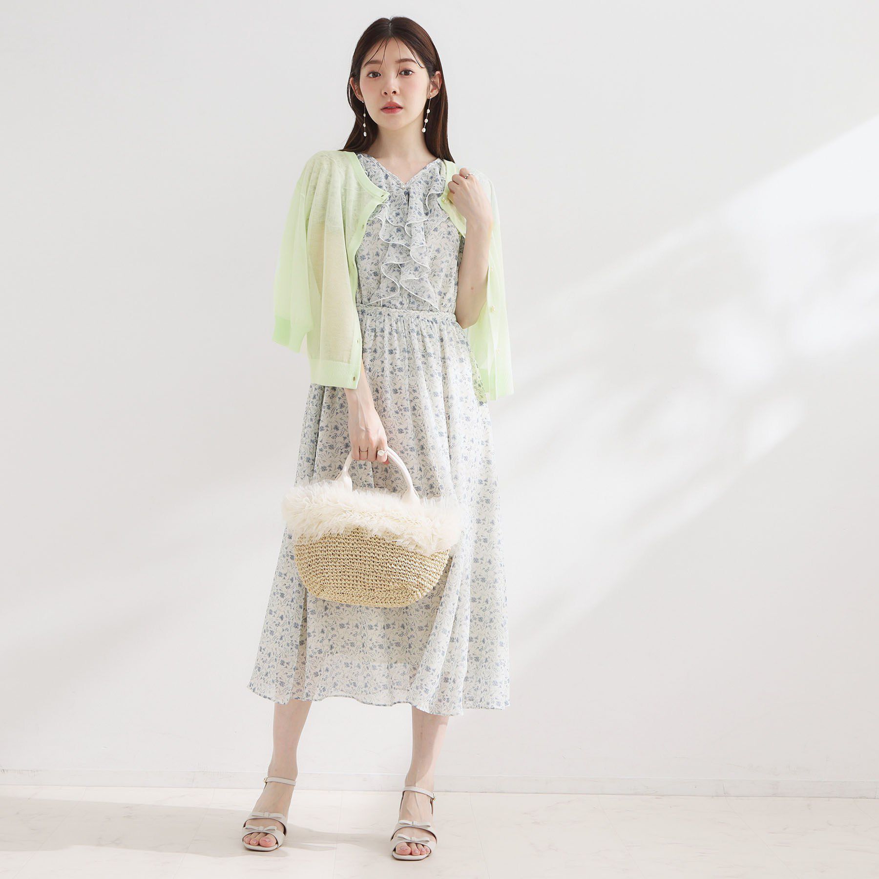 Couture broach「【前後2WAY・洗える】愛され5分袖シアーカーディガン」|カーディガン|