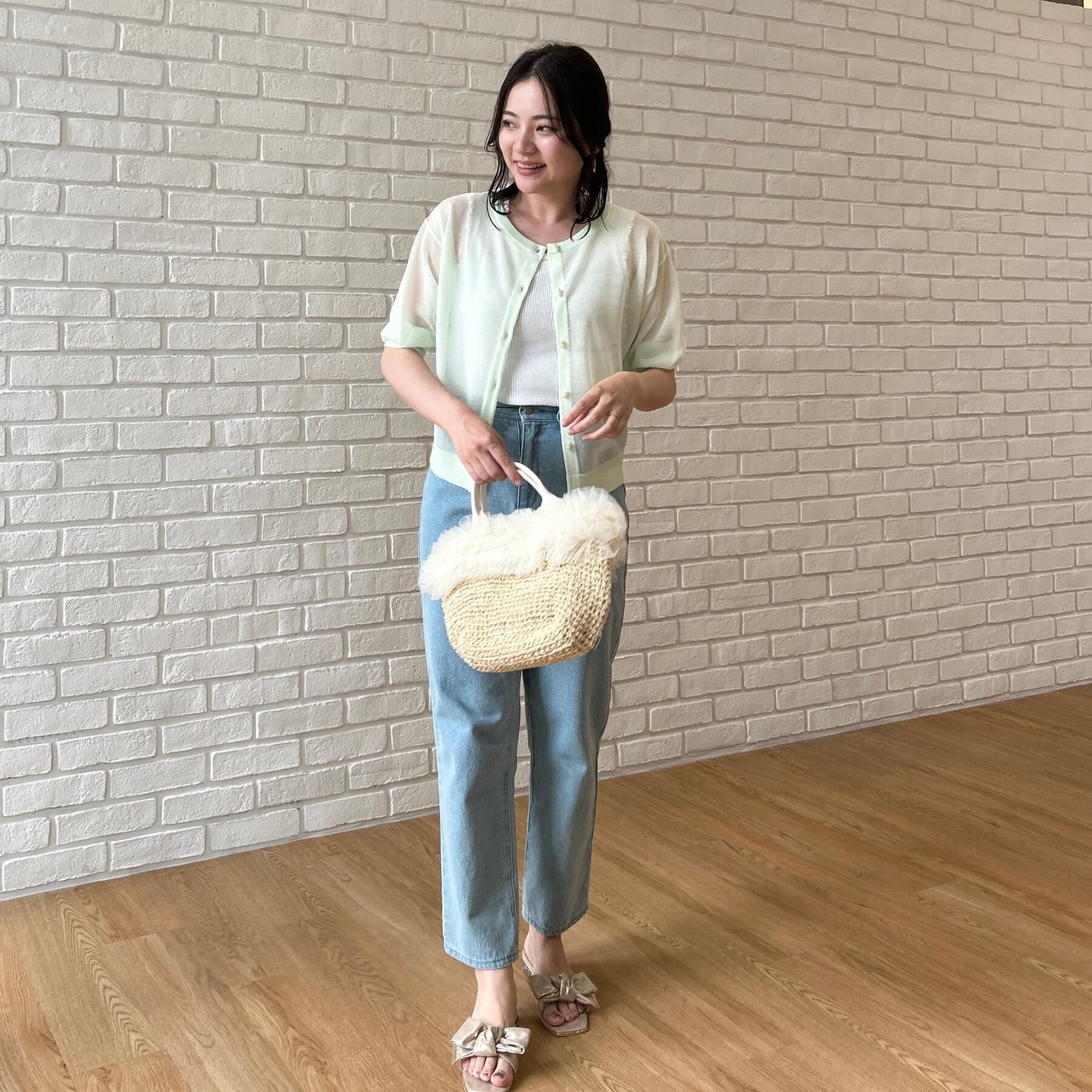 Couture broach「【前後2WAY・洗える】愛され5分袖シアーカーディガン」|カーディガン|