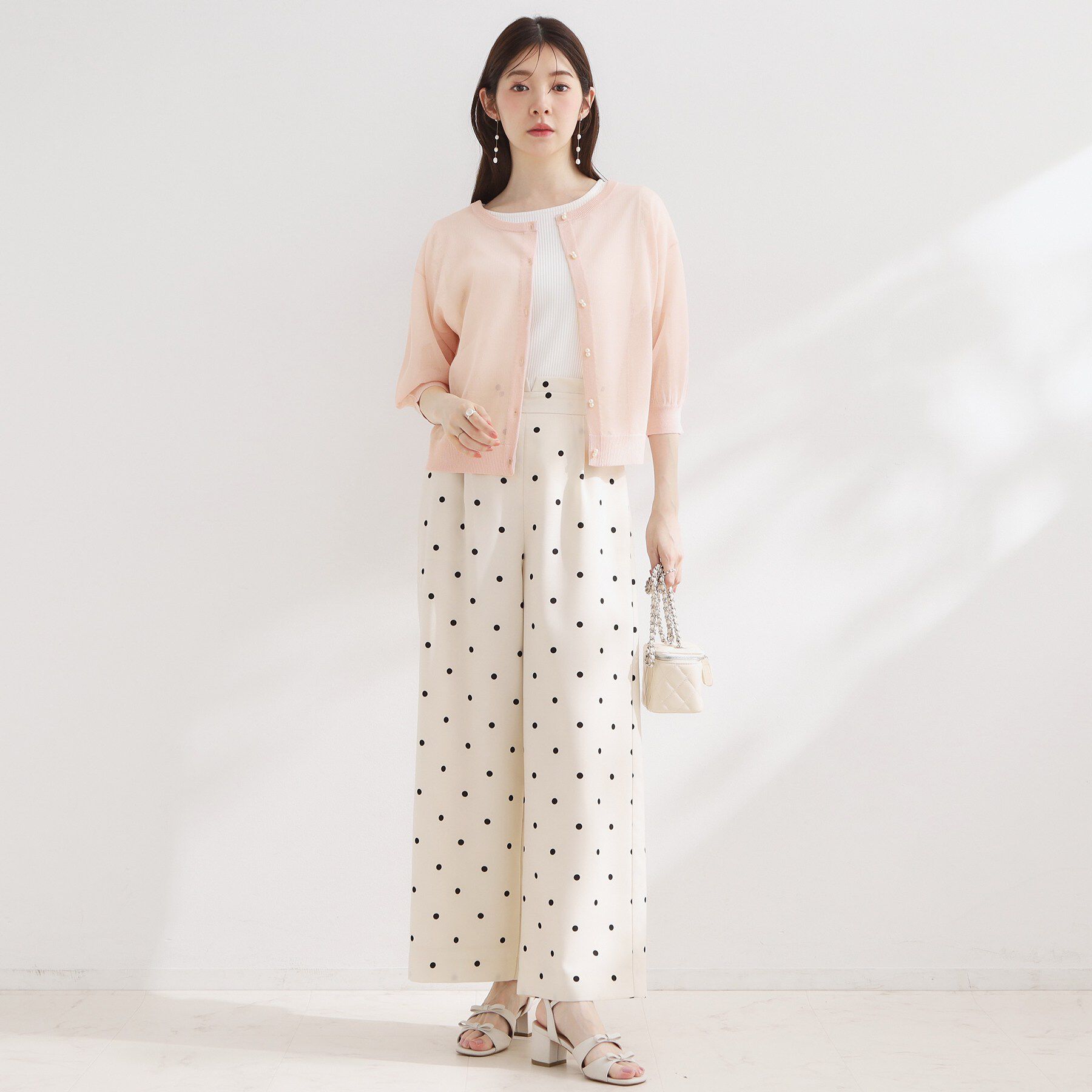 Couture broach「【前後2WAY・洗える】愛され5分袖シアーカーディガン」|カーディガン|
