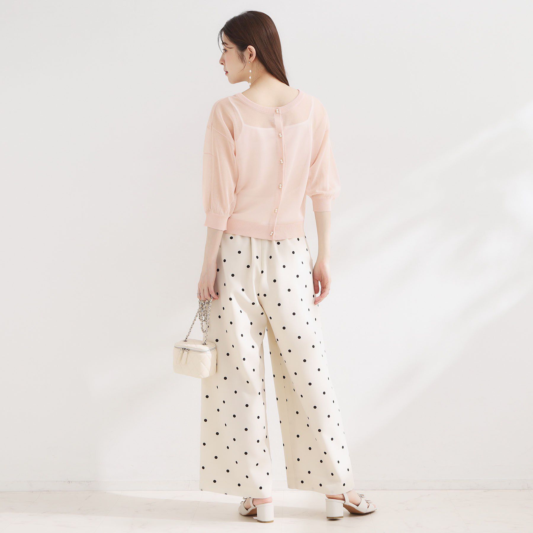 Couture broach「【前後2WAY・洗える】愛され5分袖シアーカーディガン」|カーディガン|