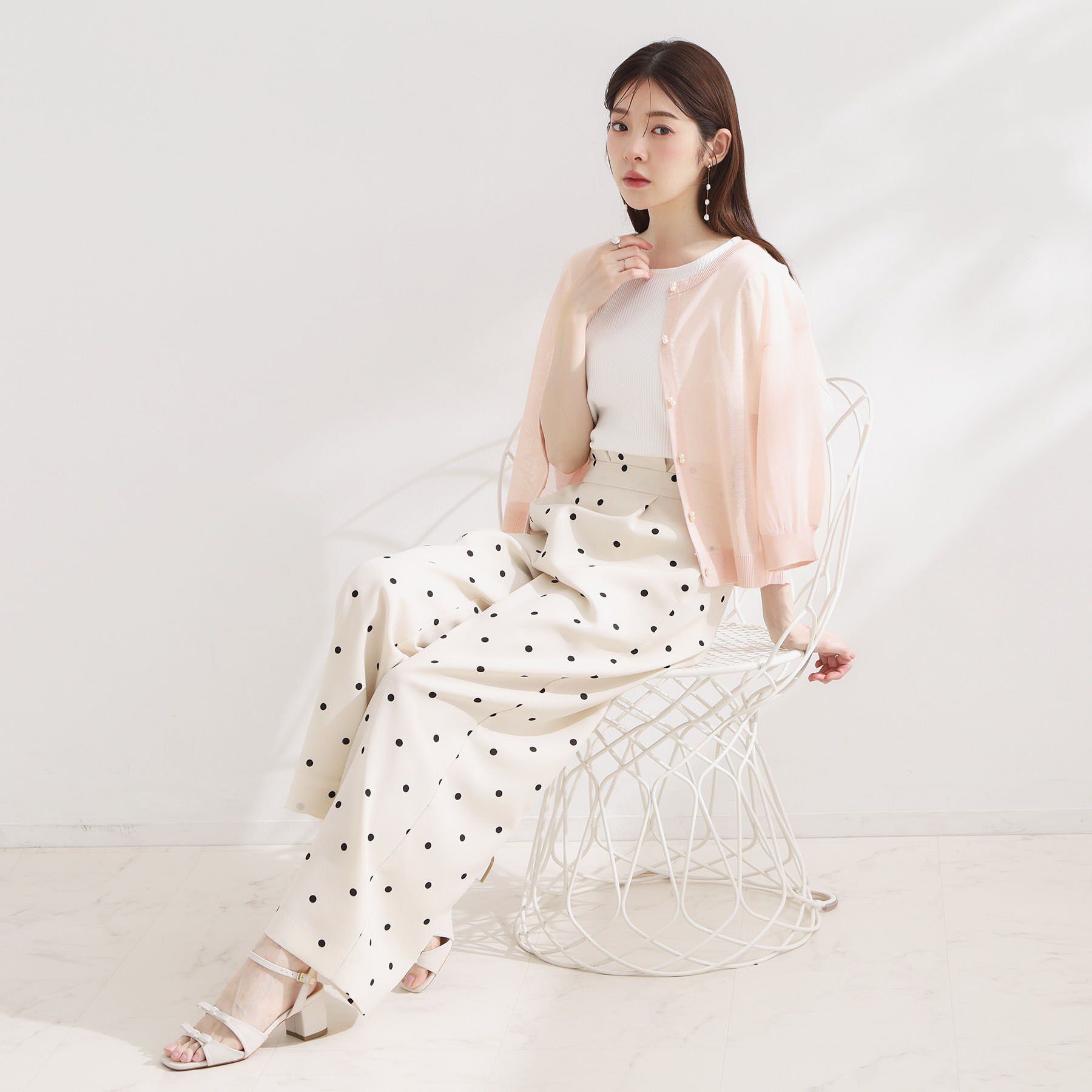 Couture broach「【前後2WAY・洗える】愛され5分袖シアーカーディガン」|カーディガン|