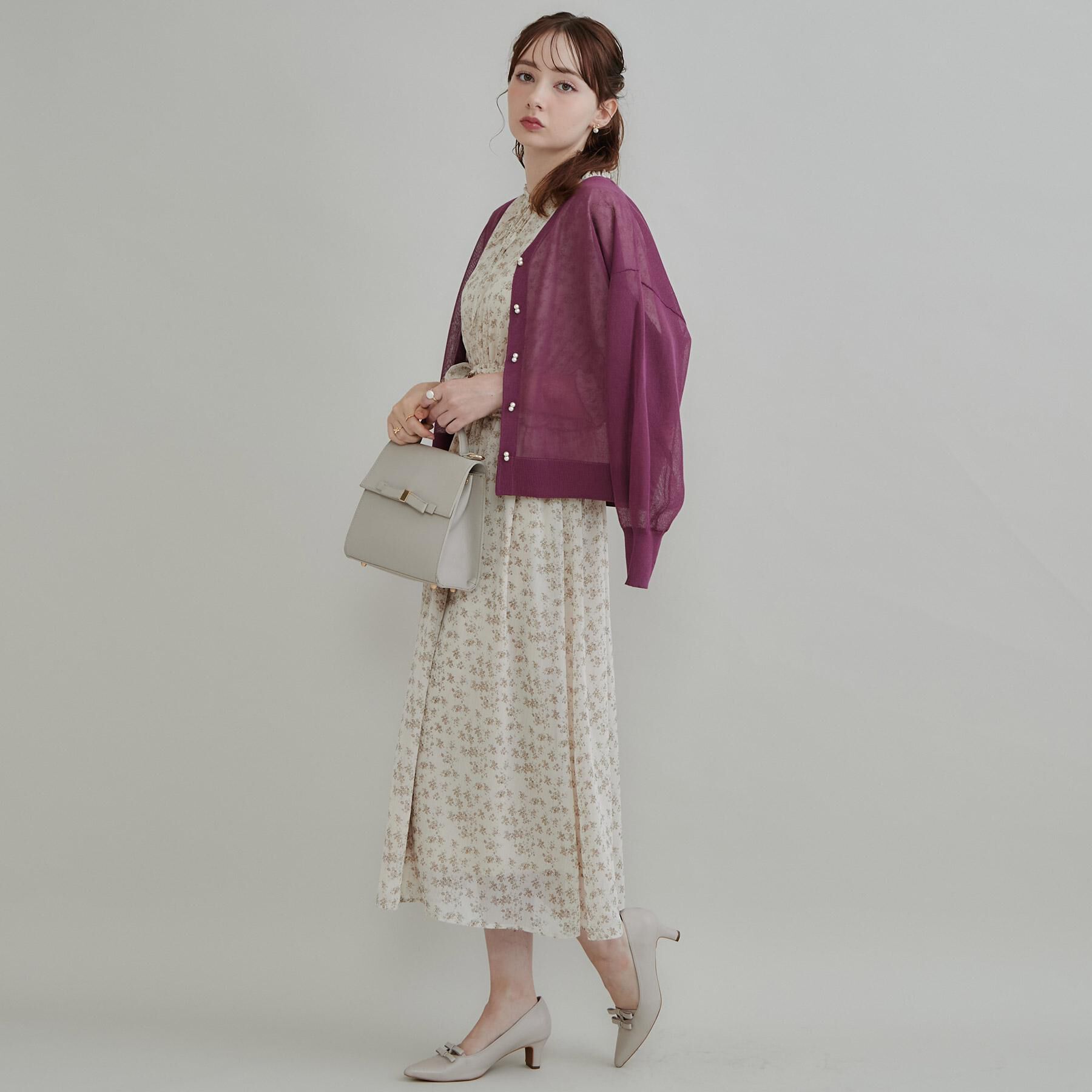 Couture broach「【上品な透け感】ダブルパール調釦 愛されシアーカーディガン」|カーディガン|