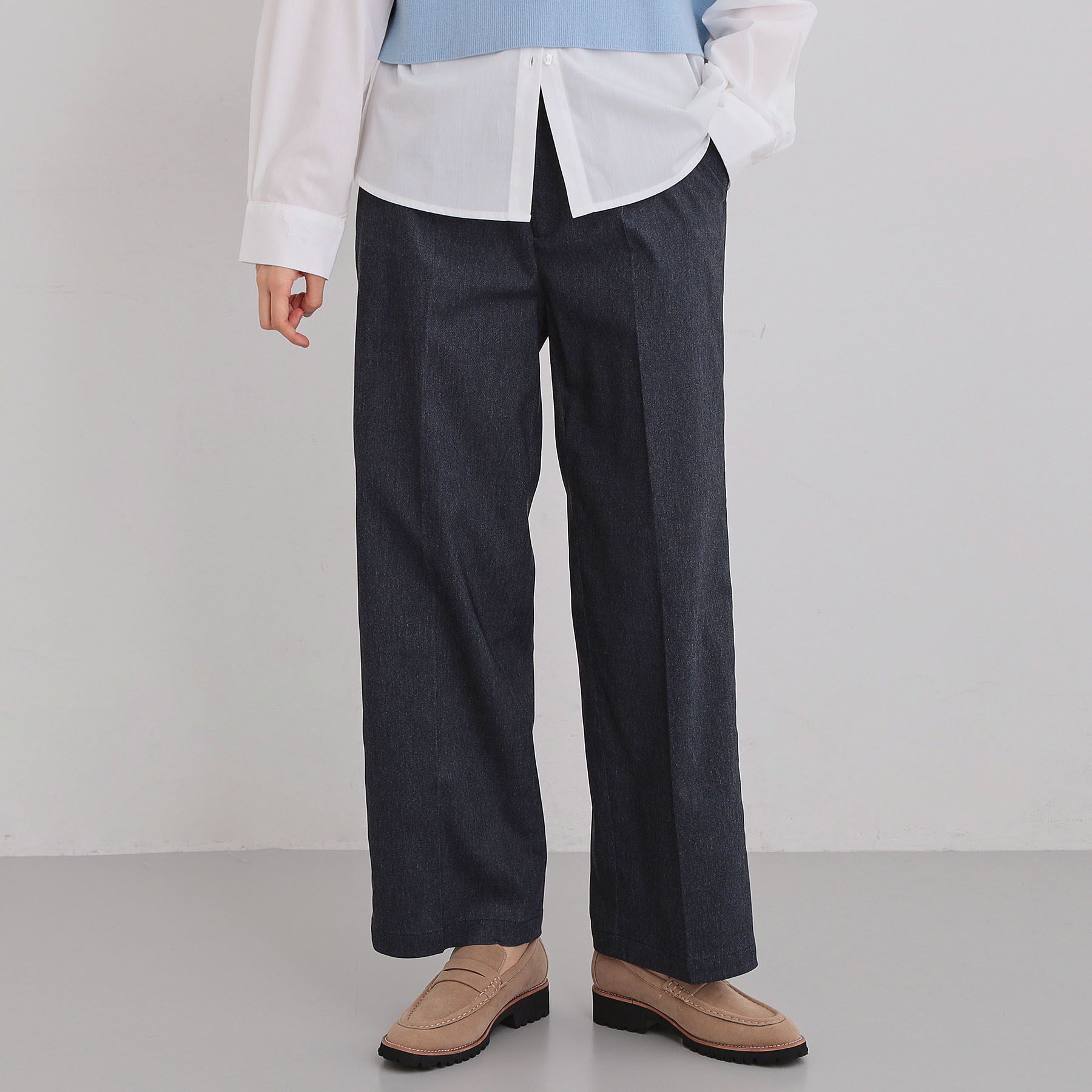 THE SHOP TK「【通勤にもデイリーにも】CAVIAN ベーシックワイドパンツ/セットアップ可」|その他|ネイビー(494)