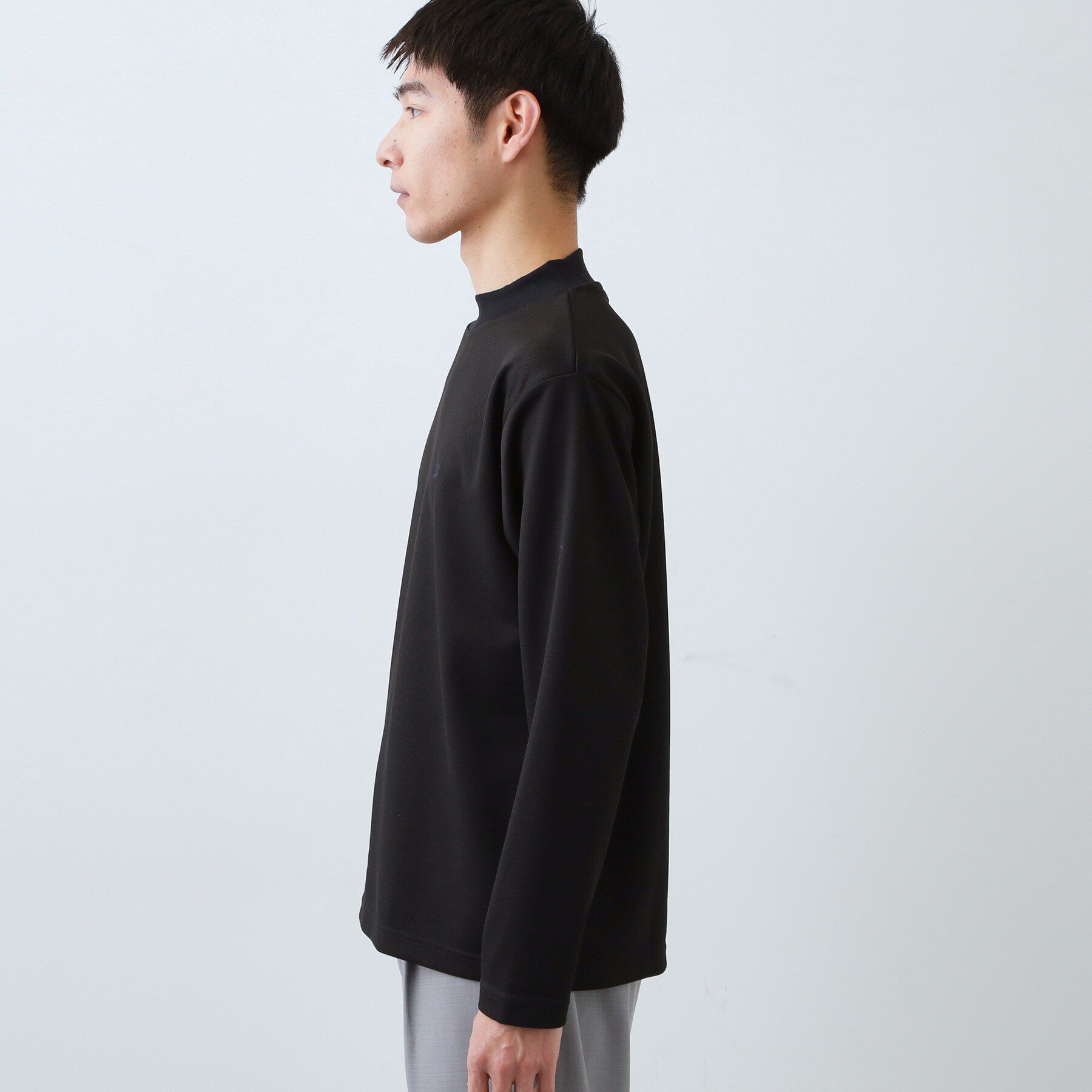 THE SHOP TK「ビジネス兼用 カルゼモックネック長袖Tシャツ 洗濯機OK/毛玉になりにくい」|Tシャツ・カットソー|