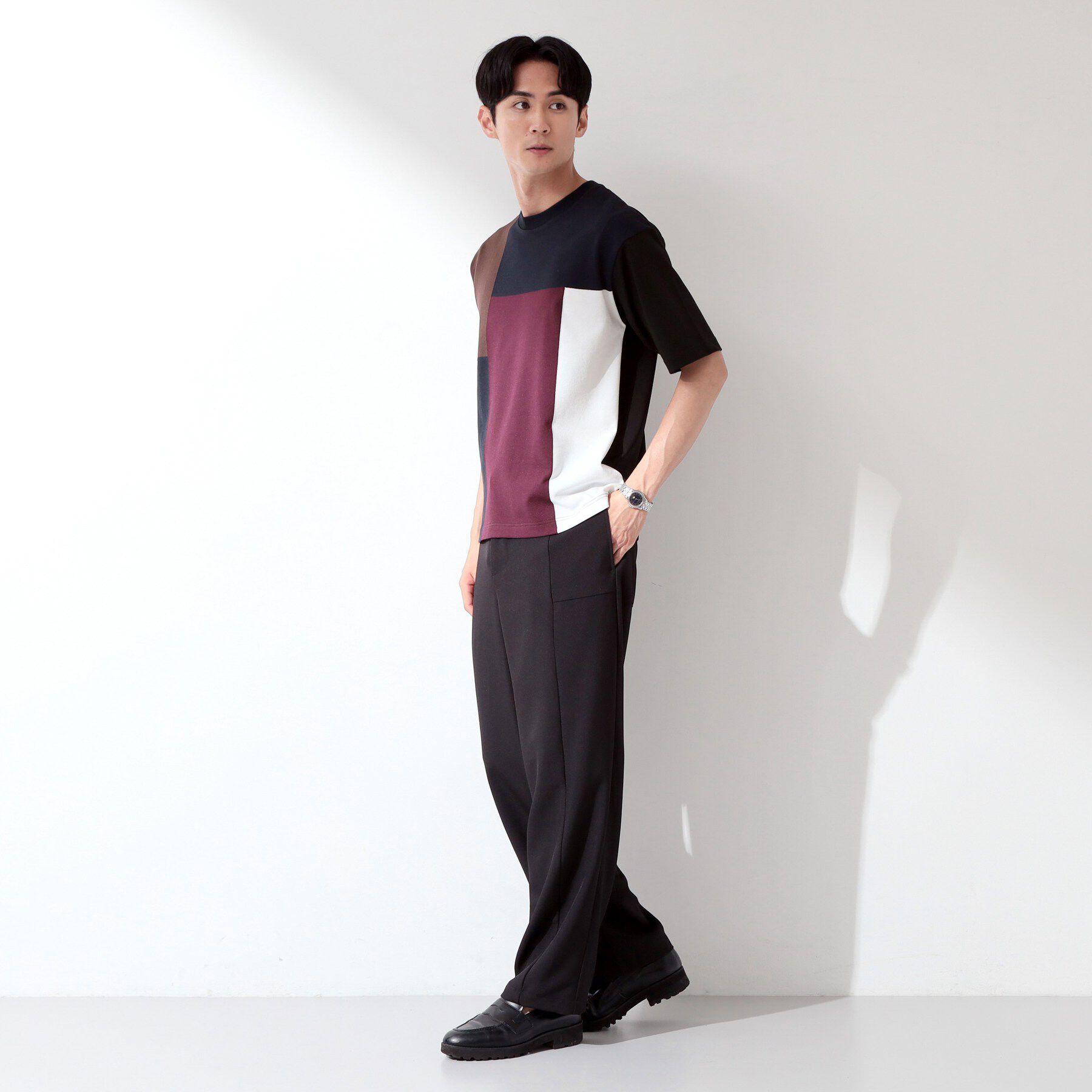 THE SHOP TK「【洗濯機OK】ブロッキング半袖ニット」|ニット・セーター|