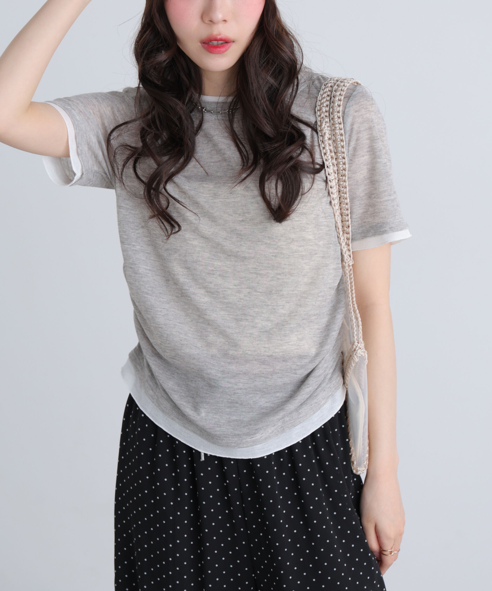  「レイヤード風半袖カットソー」|Tシャツ・カットソー|