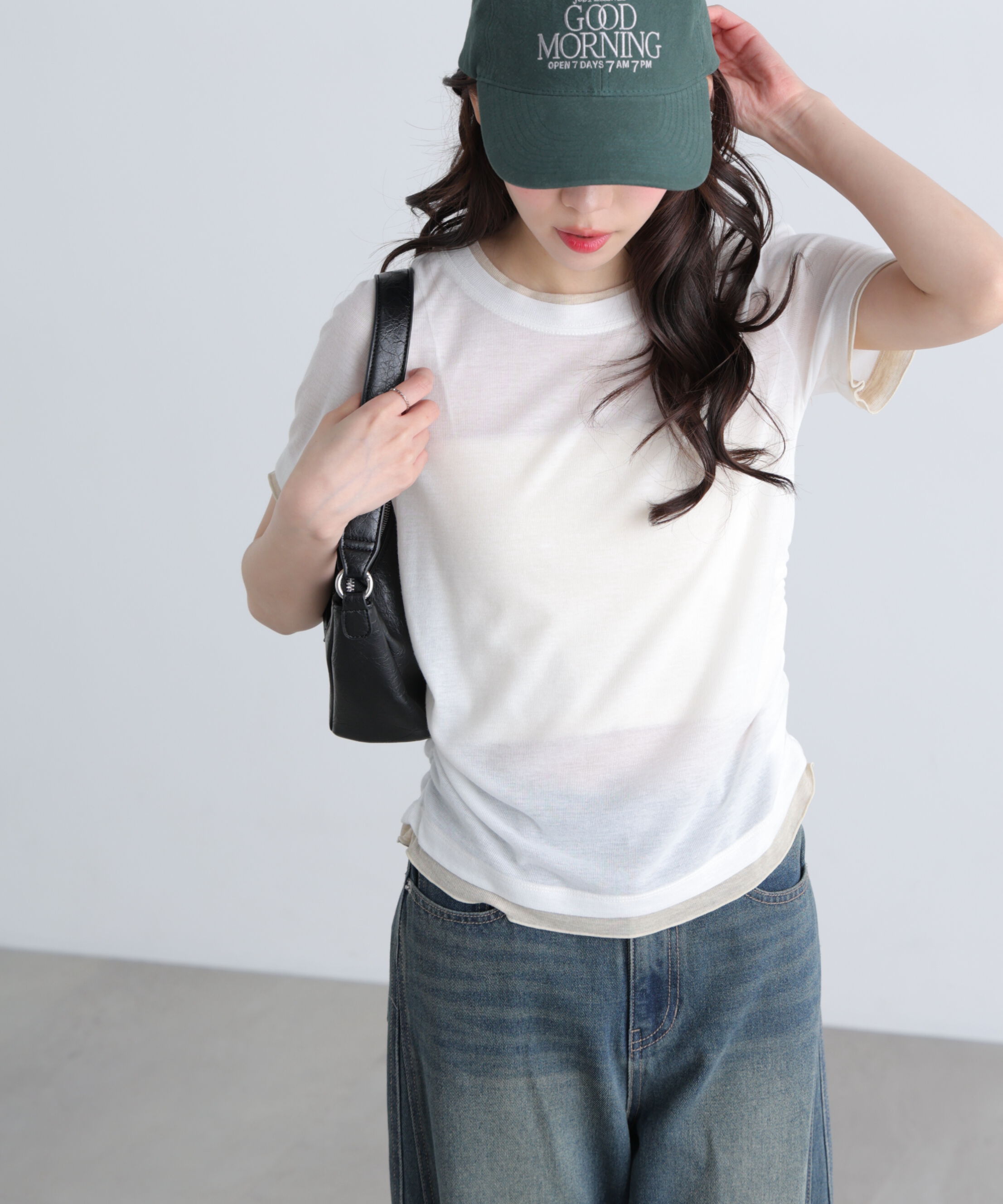  「レイヤード風半袖カットソー」|Tシャツ・カットソー|