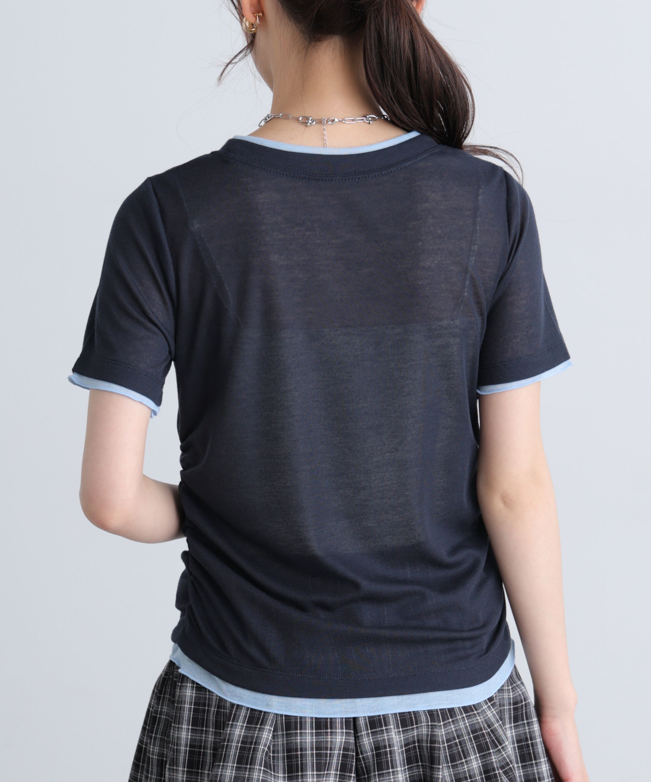  「レイヤード風半袖カットソー」|Tシャツ・カットソー|