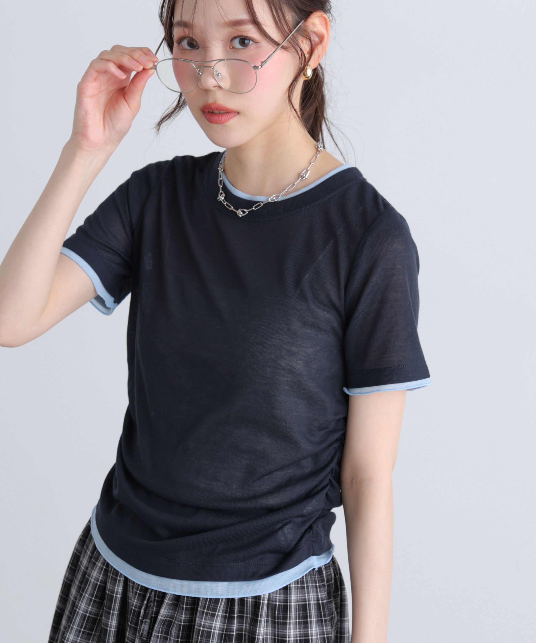  「レイヤード風半袖カットソー」|Tシャツ・カットソー|