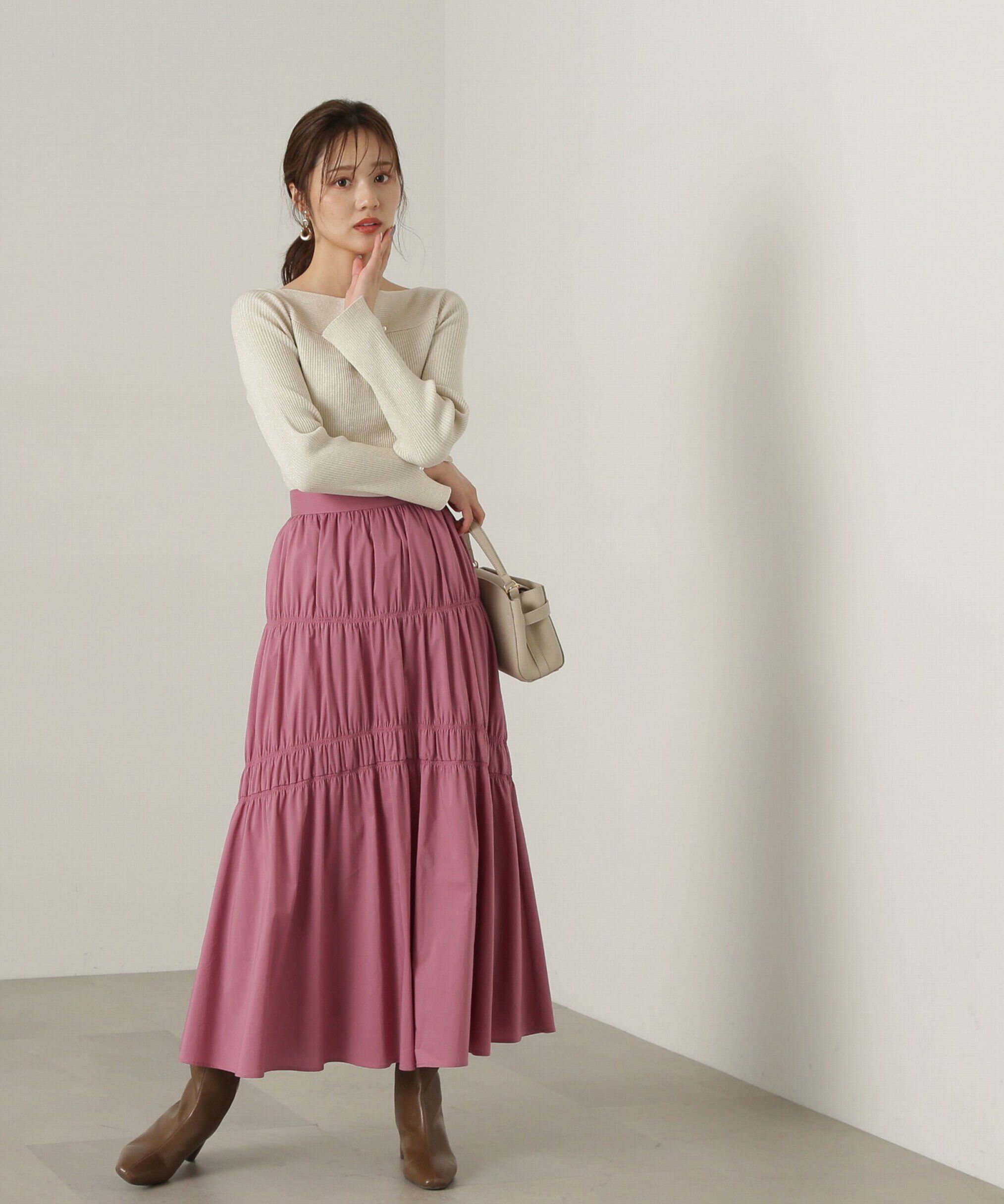 PROPORTION BODY DRESSING「ギャザーディテールスカート24AW」|スカート|ピンク