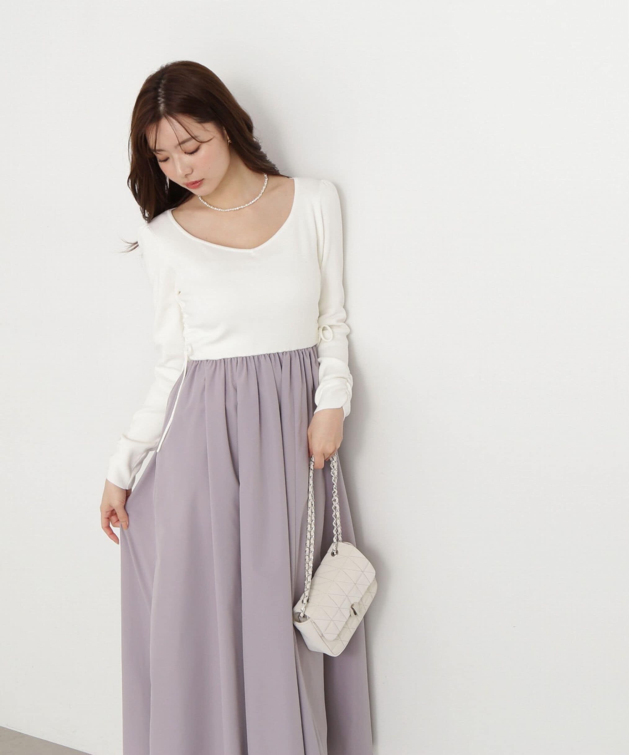 PROPORTION BODY DRESSING「ウエストリボンニットドッキングワンピース」|ワンピース|ラベンダー&times;エ