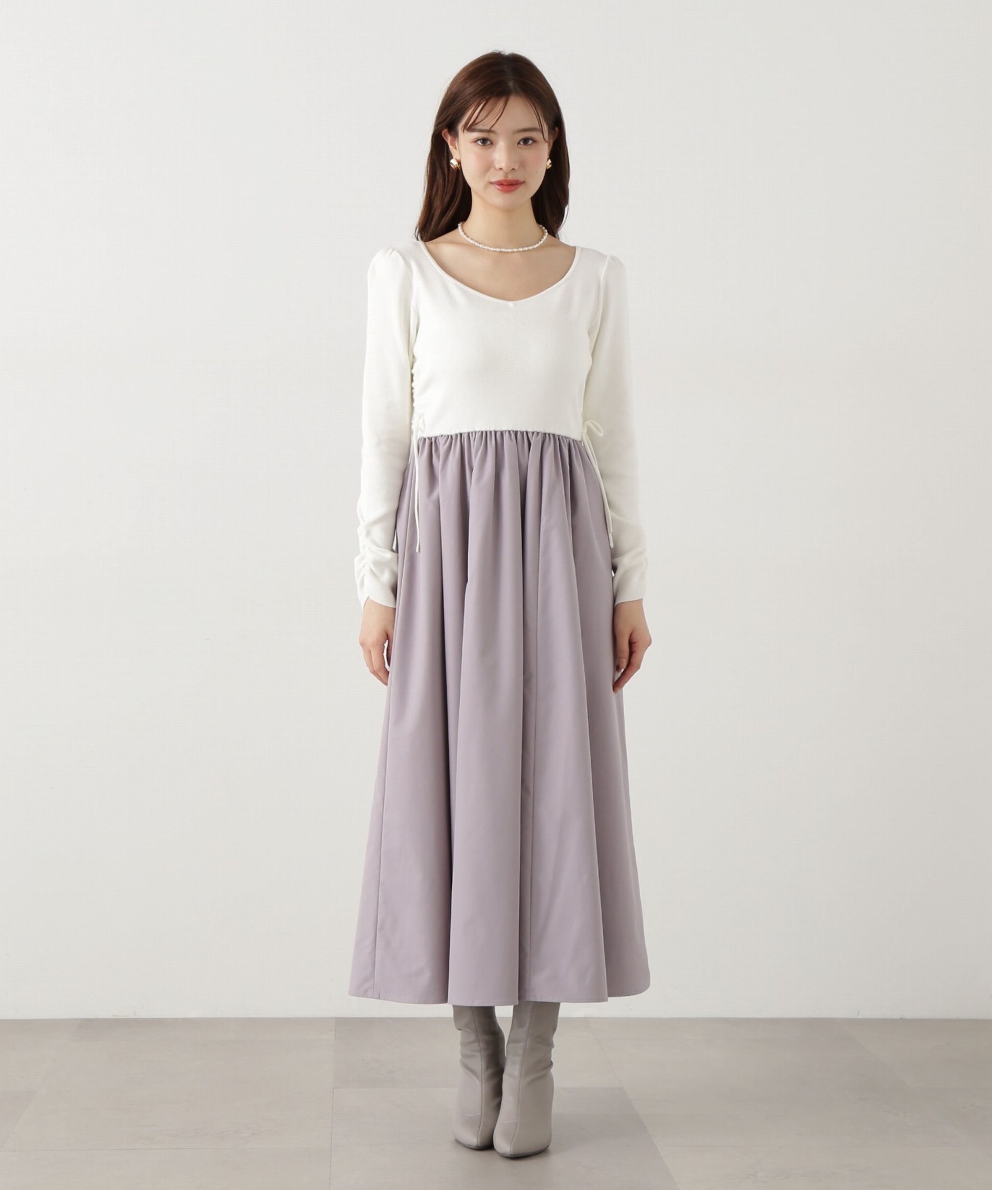 PROPORTION BODY DRESSING「ウエストリボンニットドッキングワンピース」|ワンピース|