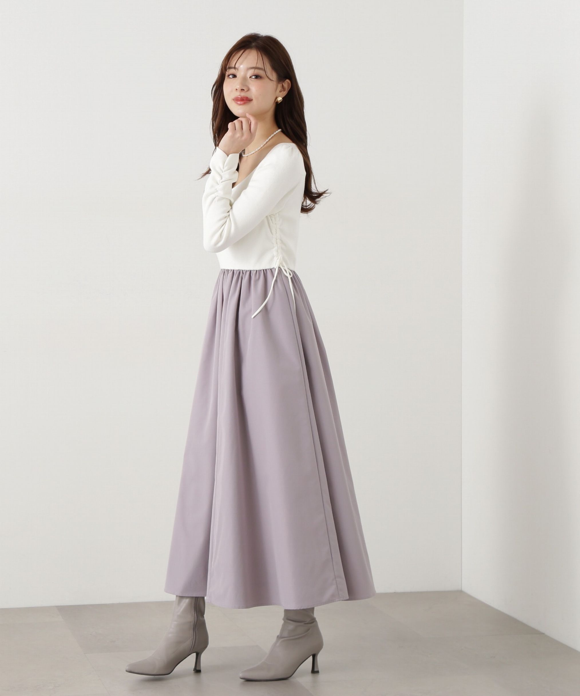 PROPORTION BODY DRESSING「ウエストリボンニットドッキングワンピース」|ワンピース|