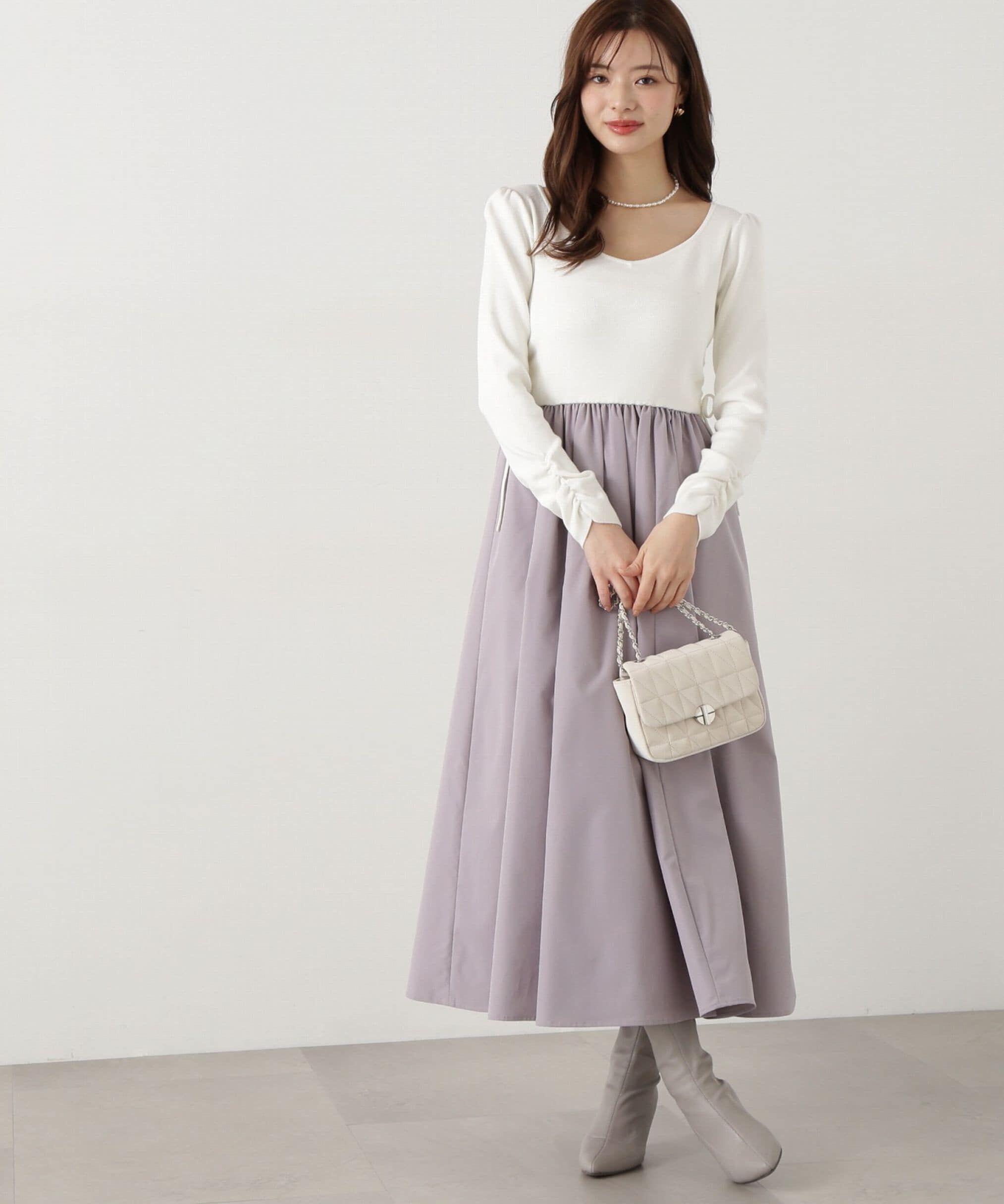 PROPORTION BODY DRESSING「ウエストリボンニットドッキングワンピース」|ワンピース|