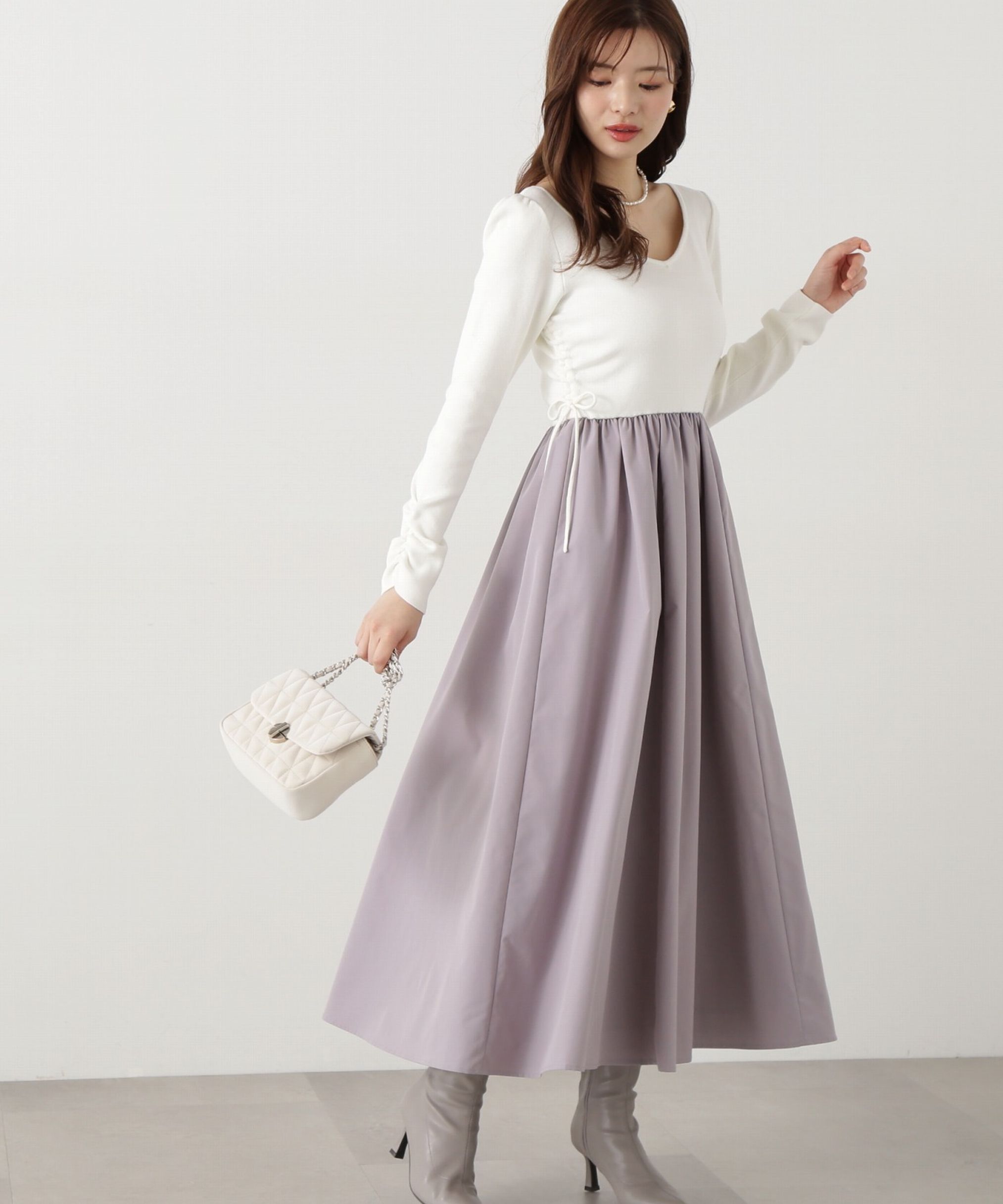 PROPORTION BODY DRESSING「ウエストリボンニットドッキングワンピース」|ワンピース|