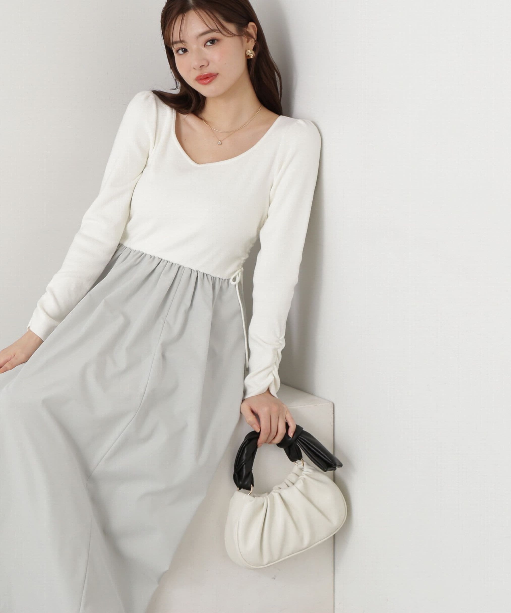 PROPORTION BODY DRESSING「ウエストリボンニットドッキングワンピース」|ワンピース|グリーン&times;エク