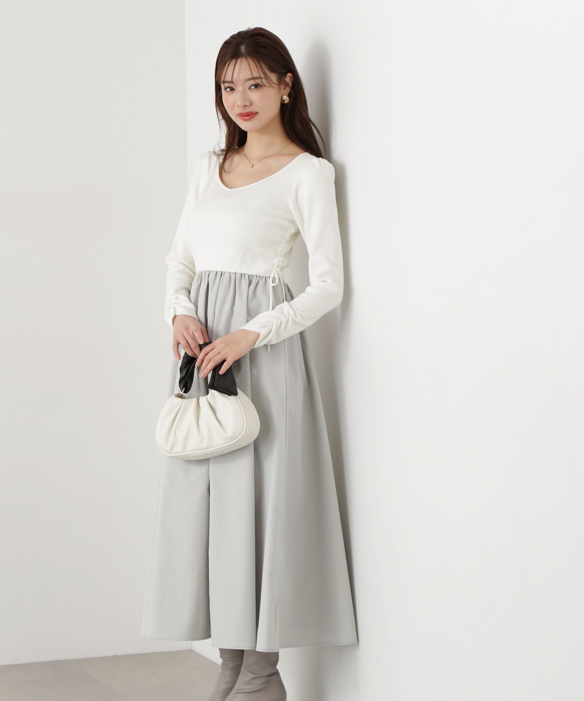 PROPORTION BODY DRESSING「ウエストリボンニットドッキングワンピース」|ワンピース|