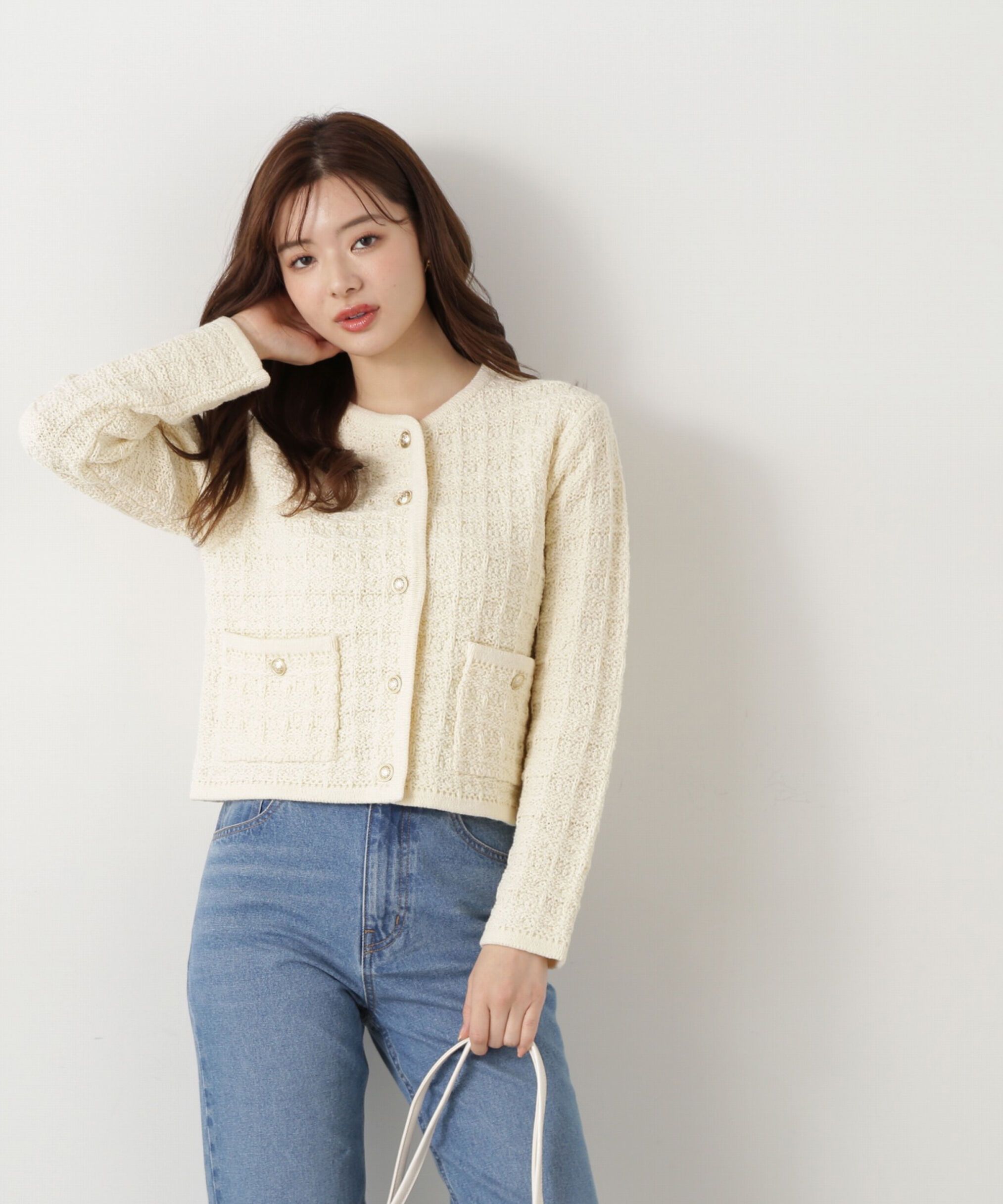 PROPORTION BODY DRESSING「ツイードニットカーディガン」|カーディガン|