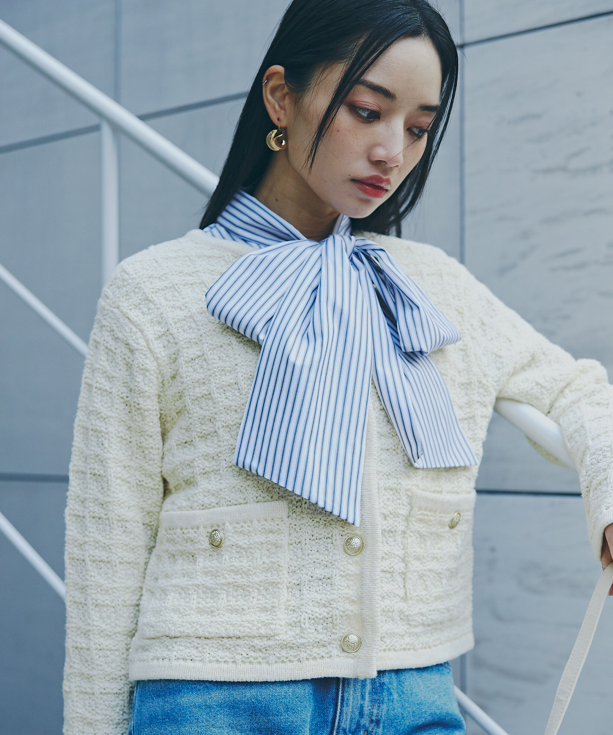 PROPORTION BODY DRESSING「ツイードニットカーディガン」|カーディガン|