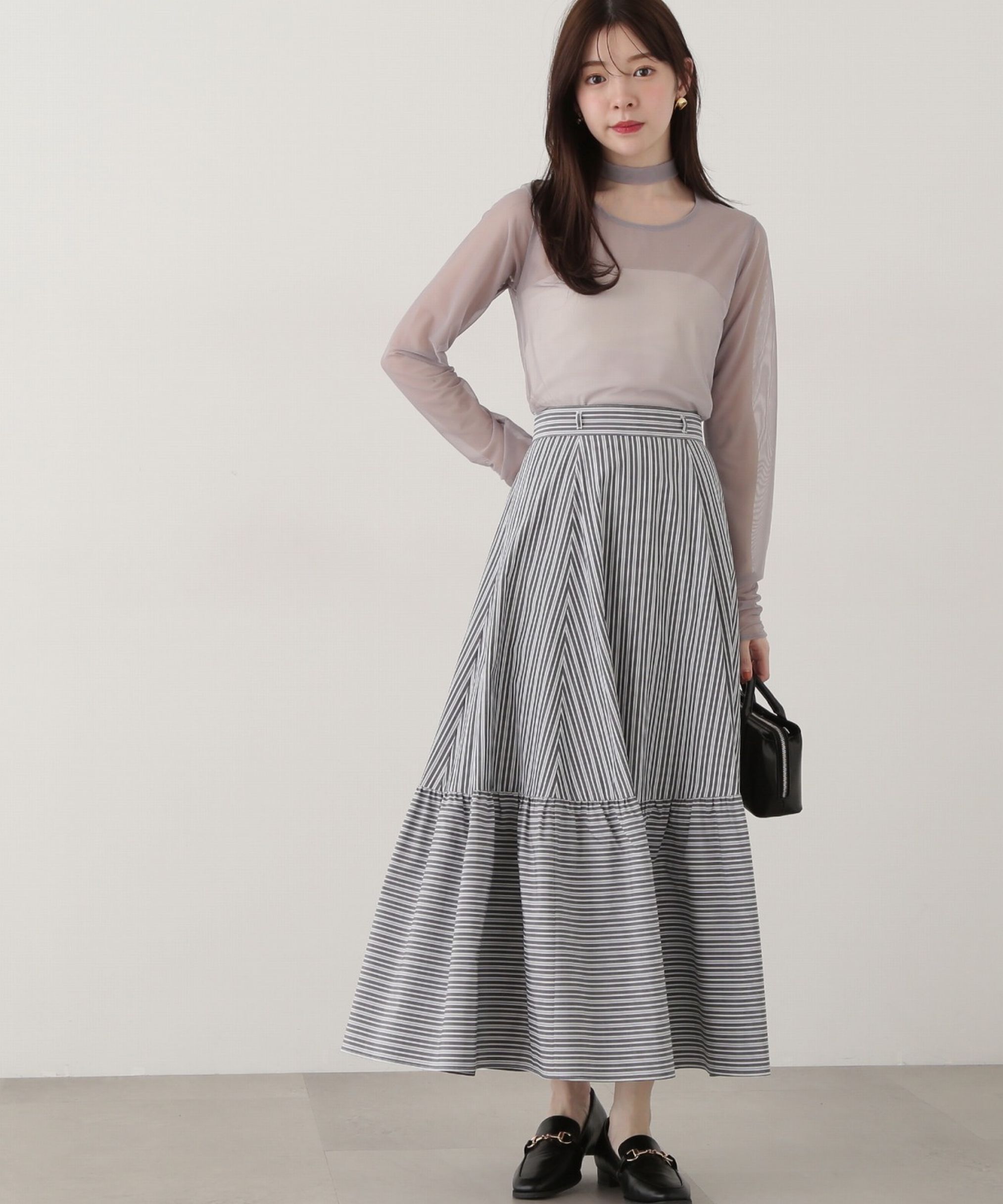 PROPORTION BODY DRESSING「リボン付きストライプスカート」|スカート|