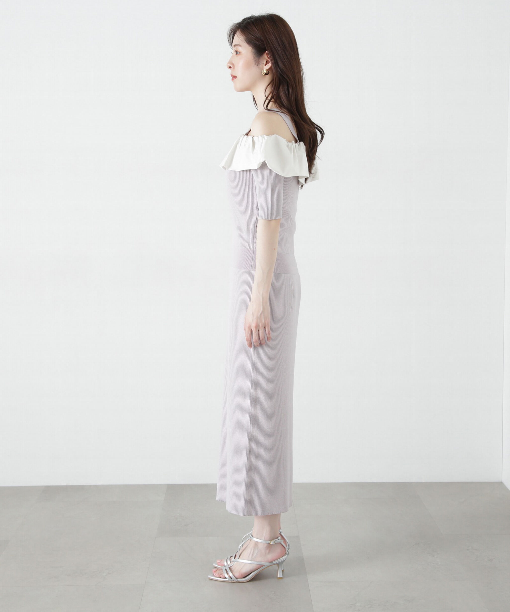 PROPORTION BODY DRESSING「《EDIT COLOGNE》オフショルフリルニットセットアップ」|ワンピース|