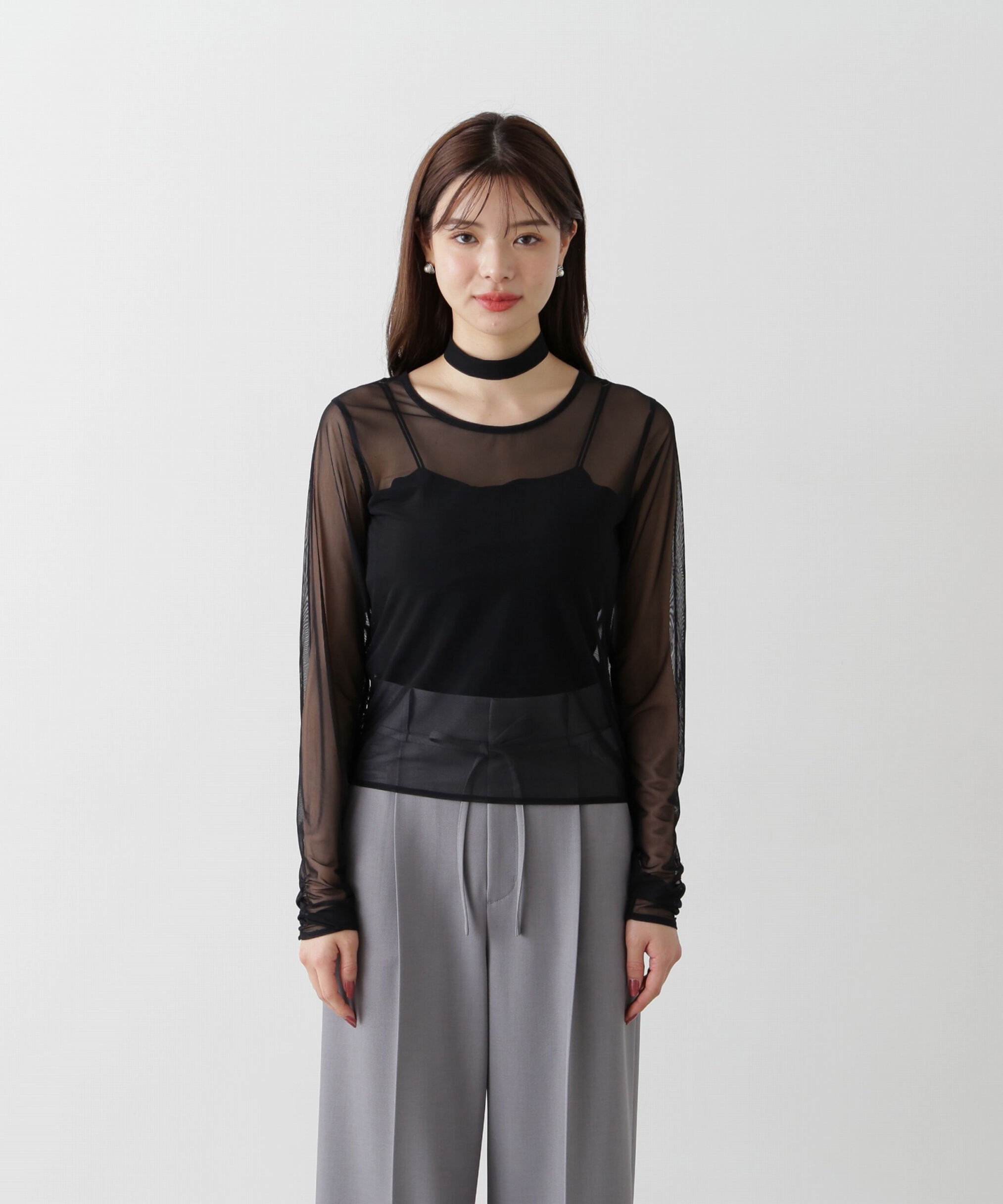 PROPORTION BODY DRESSING「チョーカー付きシアーチュールカットソー」|Tシャツ・カットソー|