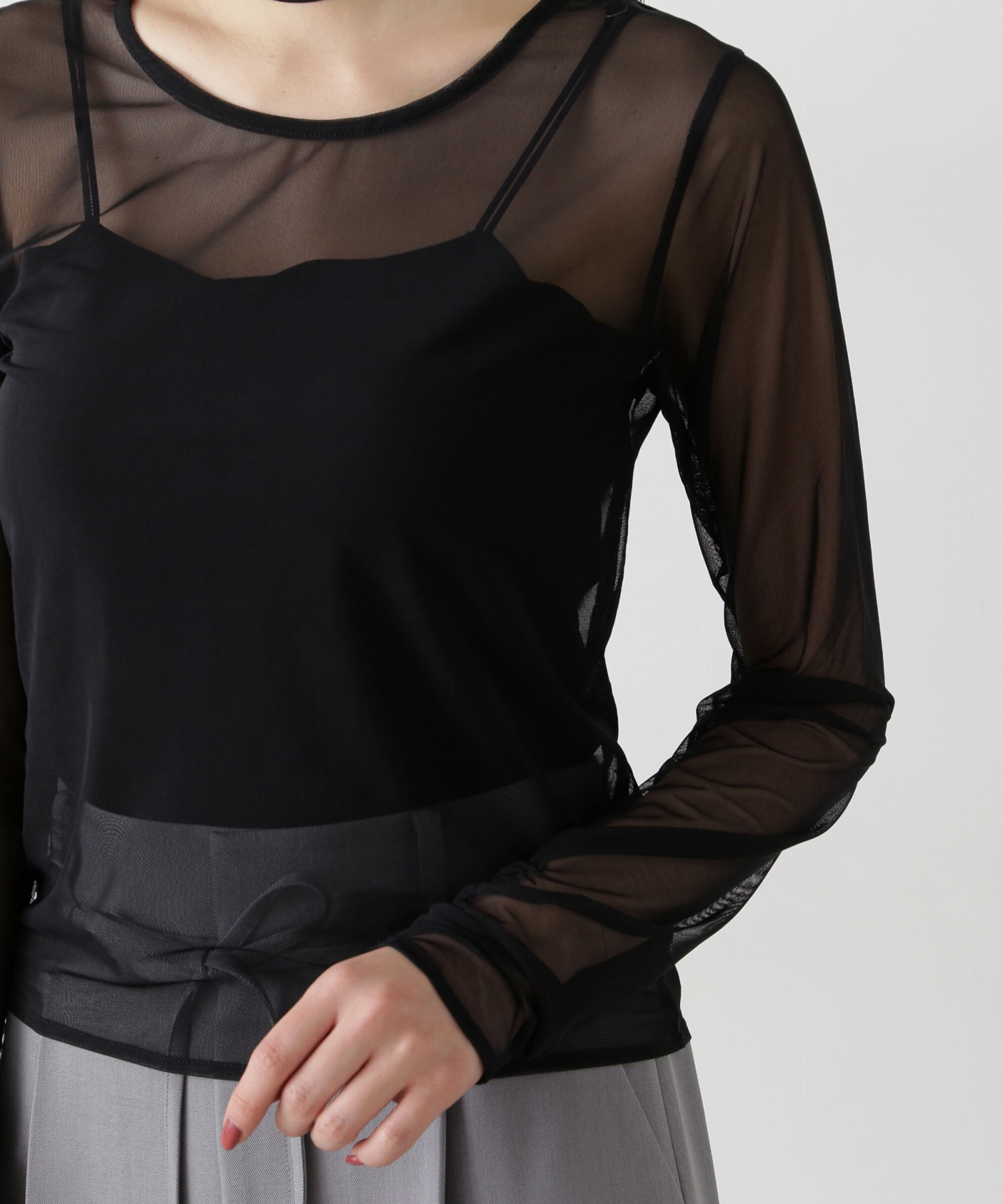 PROPORTION BODY DRESSING「チョーカー付きシアーチュールカットソー」|Tシャツ・カットソー|