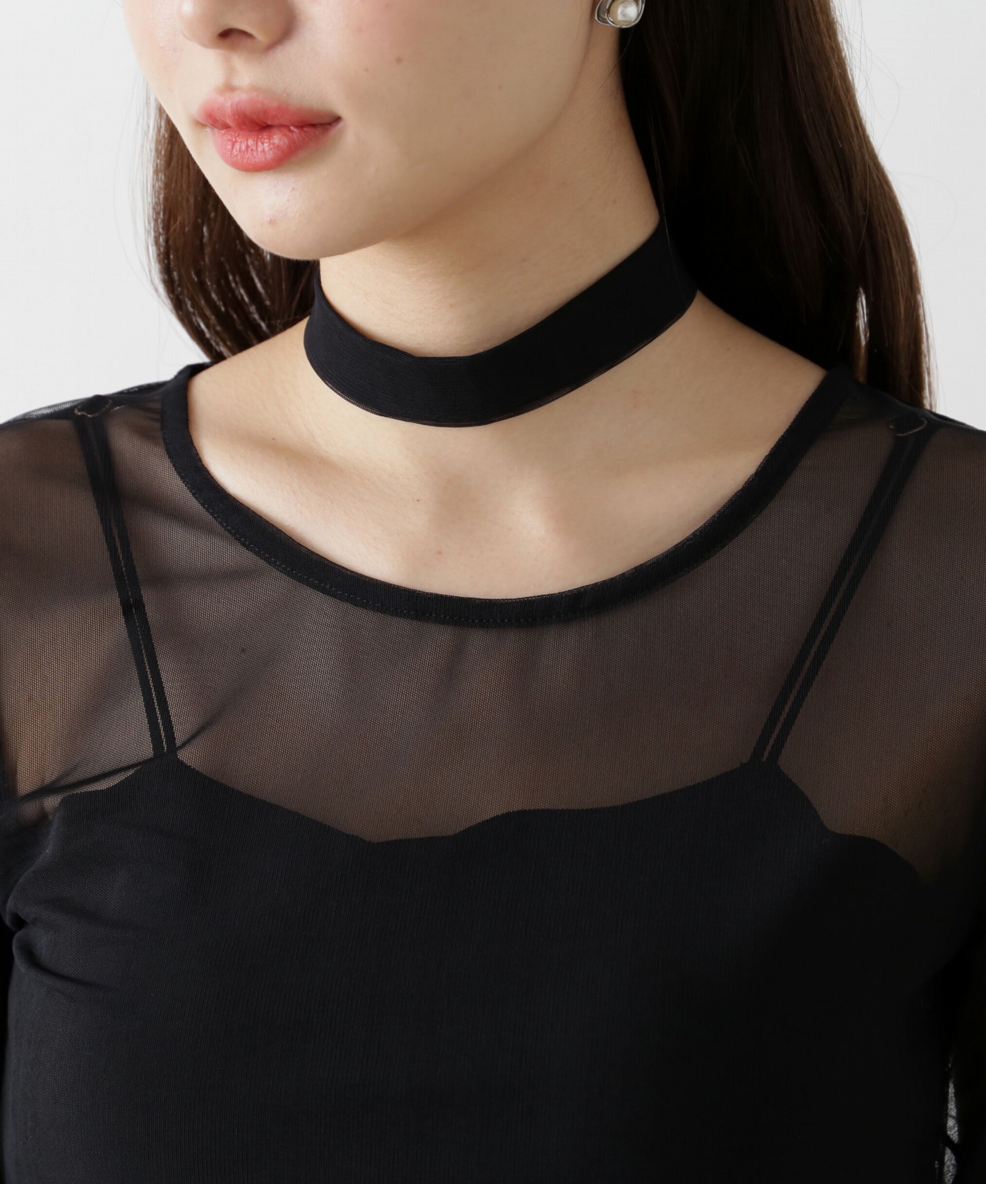 PROPORTION BODY DRESSING「チョーカー付きシアーチュールカットソー」|Tシャツ・カットソー|