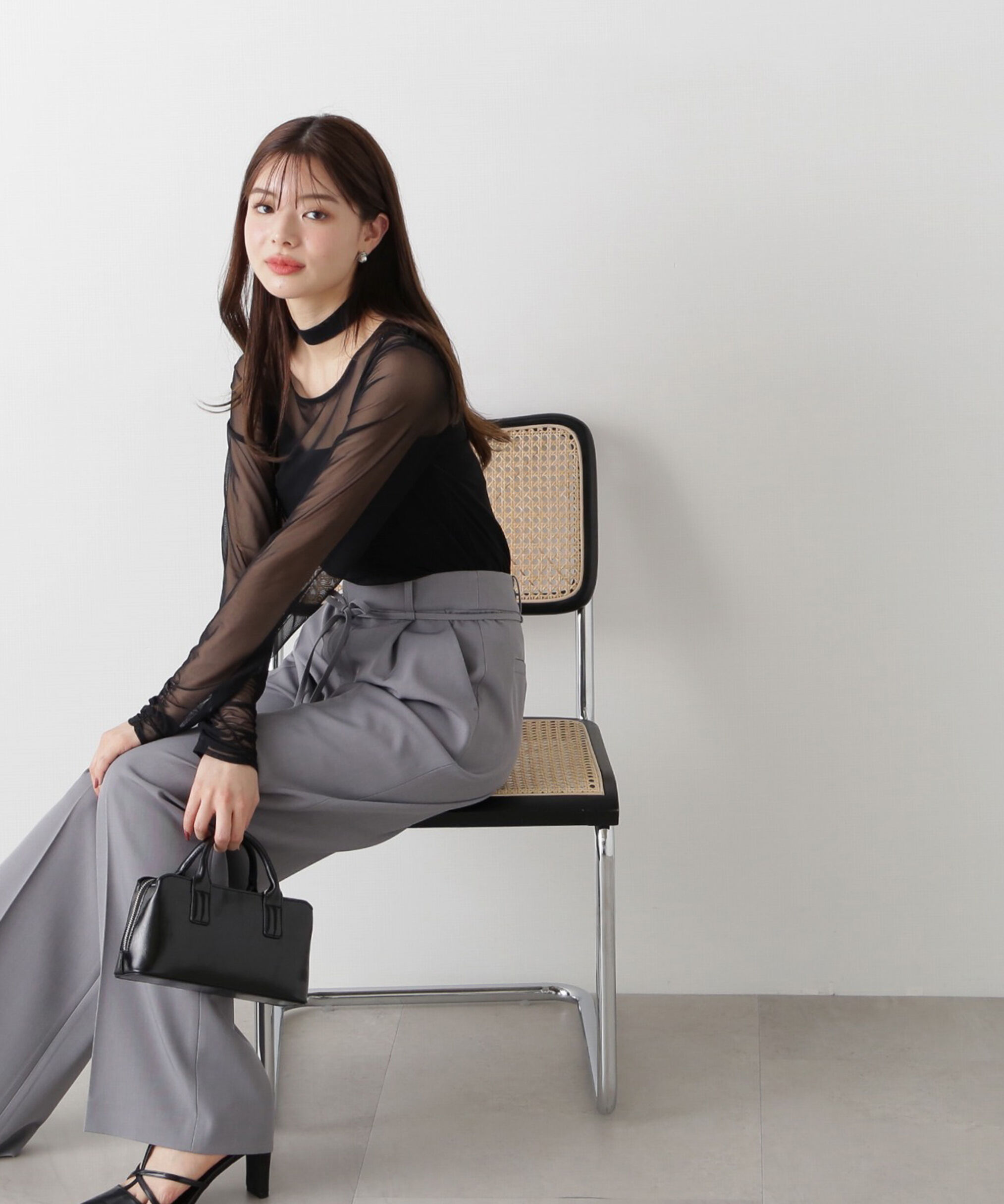 PROPORTION BODY DRESSING「チョーカー付きシアーチュールカットソー」|Tシャツ・カットソー|