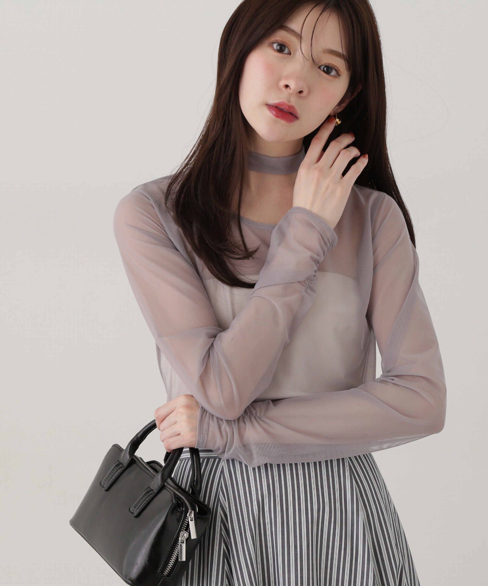 PROPORTION BODY DRESSING「チョーカー付きシアーチュールカットソー」|Tシャツ・カットソー|