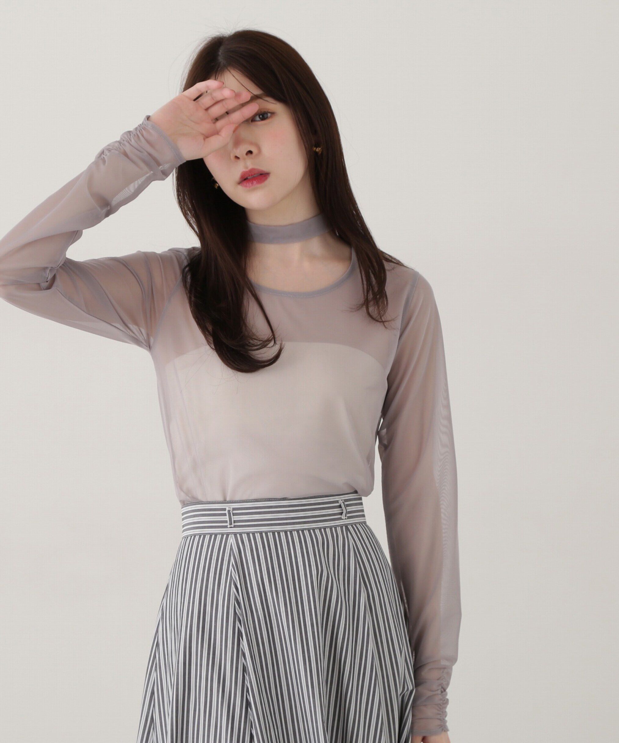 PROPORTION BODY DRESSING「チョーカー付きシアーチュールカットソー」|Tシャツ・カットソー|