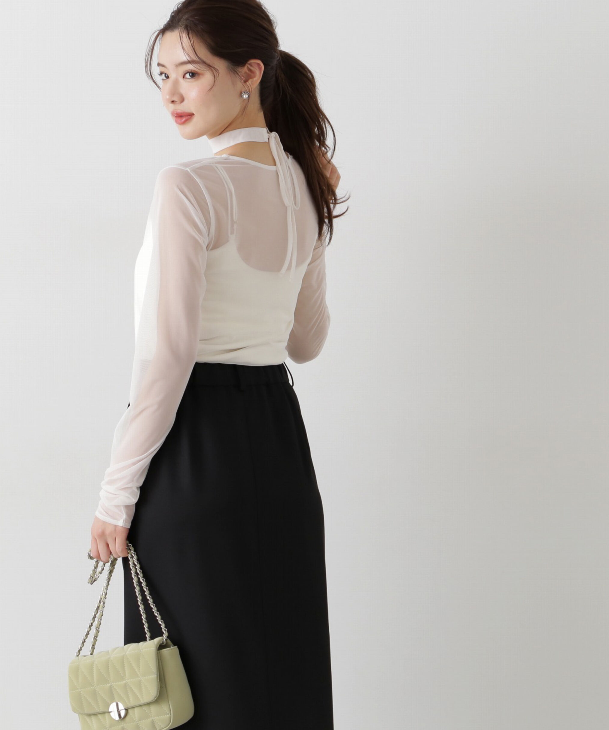 PROPORTION BODY DRESSING「チョーカー付きシアーチュールカットソー」|Tシャツ・カットソー|