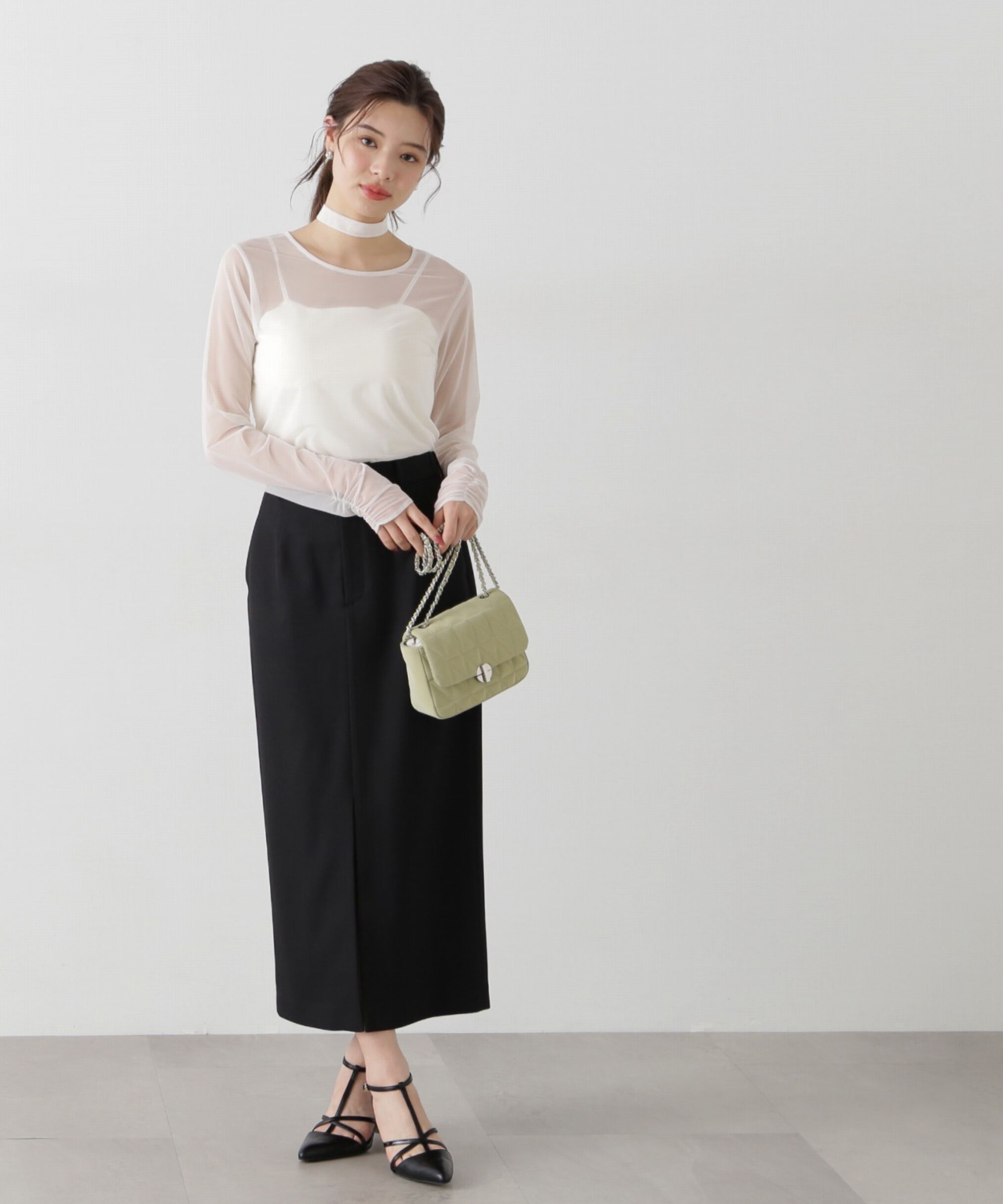 PROPORTION BODY DRESSING「チョーカー付きシアーチュールカットソー」|Tシャツ・カットソー|