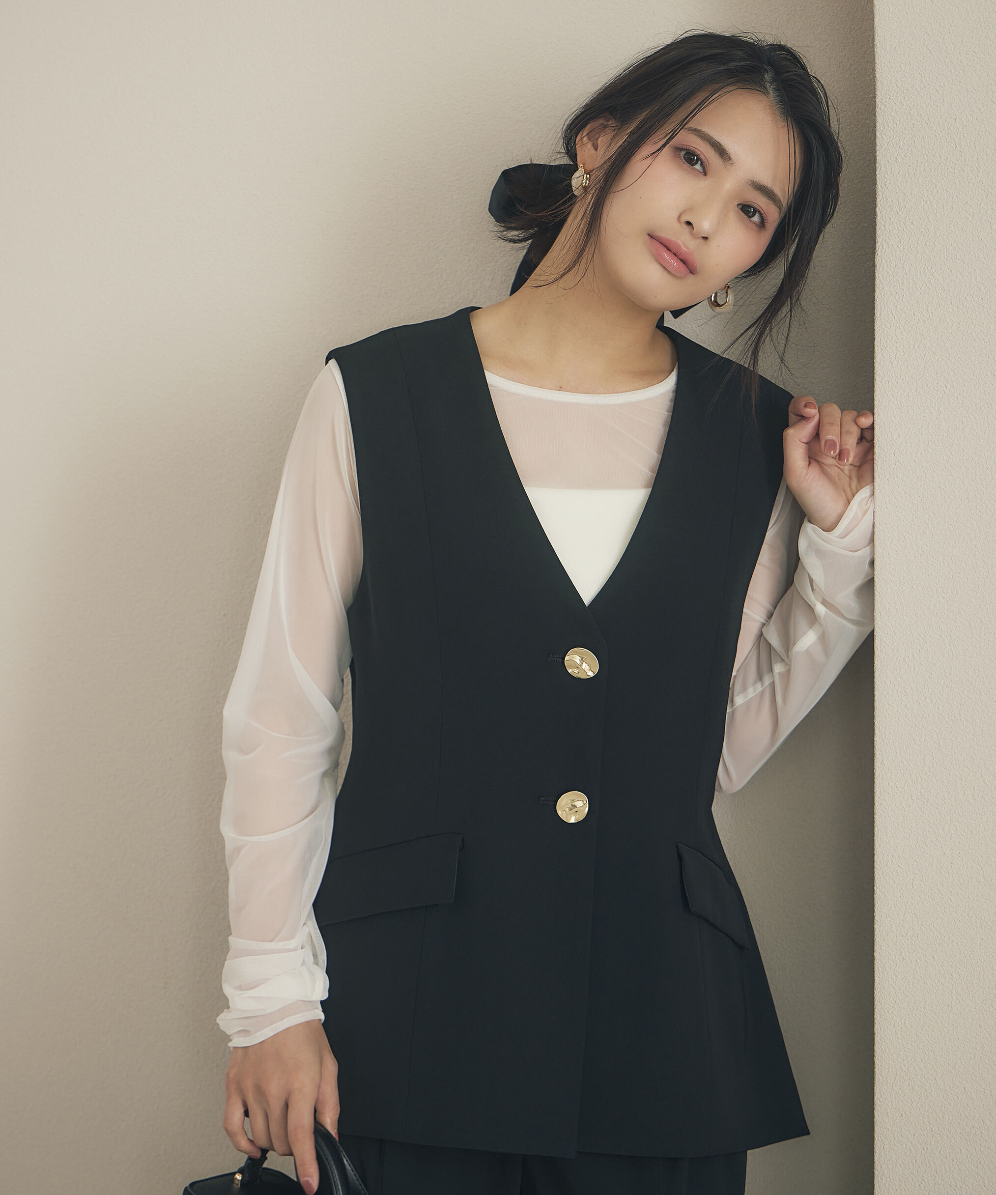 PROPORTION BODY DRESSING「チョーカー付きシアーチュールカットソー」|Tシャツ・カットソー|